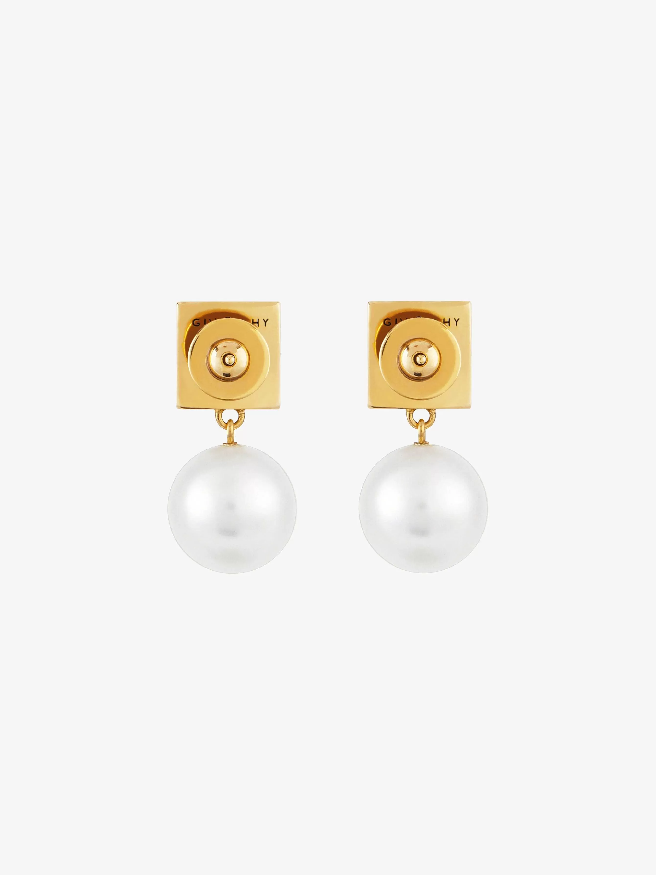 Givenchy Bijoux>Boucles D'Oreilles 4G En Metal Avec Perles Blanc/Jaune Or