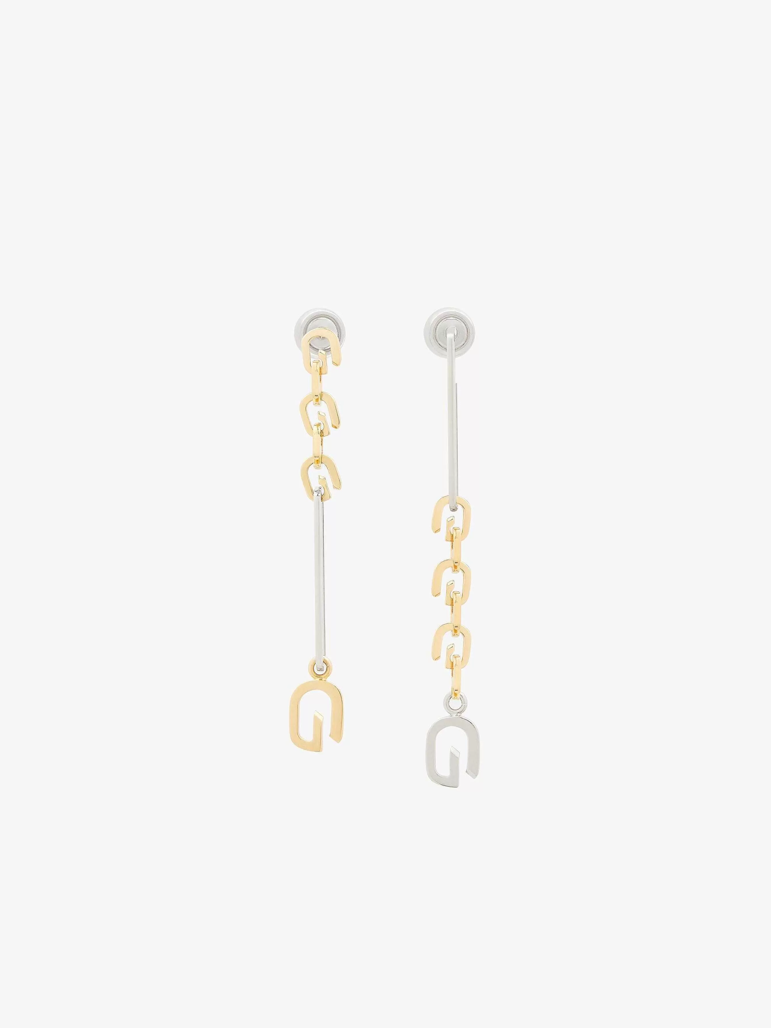 Givenchy Bijoux>Boucles D'Oreilles Asymetriques G Link Dore/Argente