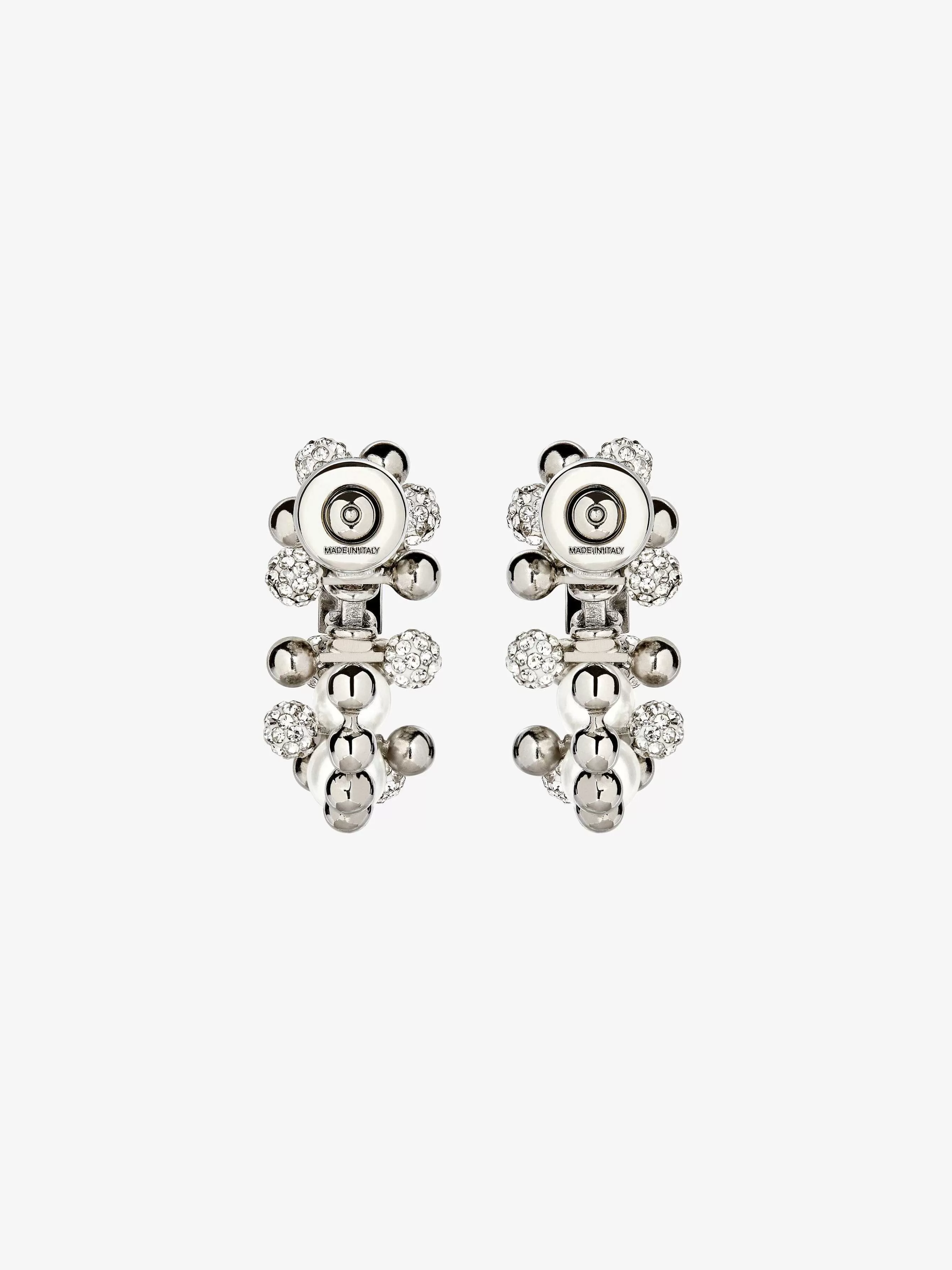 Givenchy Bijoux>Boucles D'Oreilles En Perles 4G Avec Cristaux Blanc/Argente