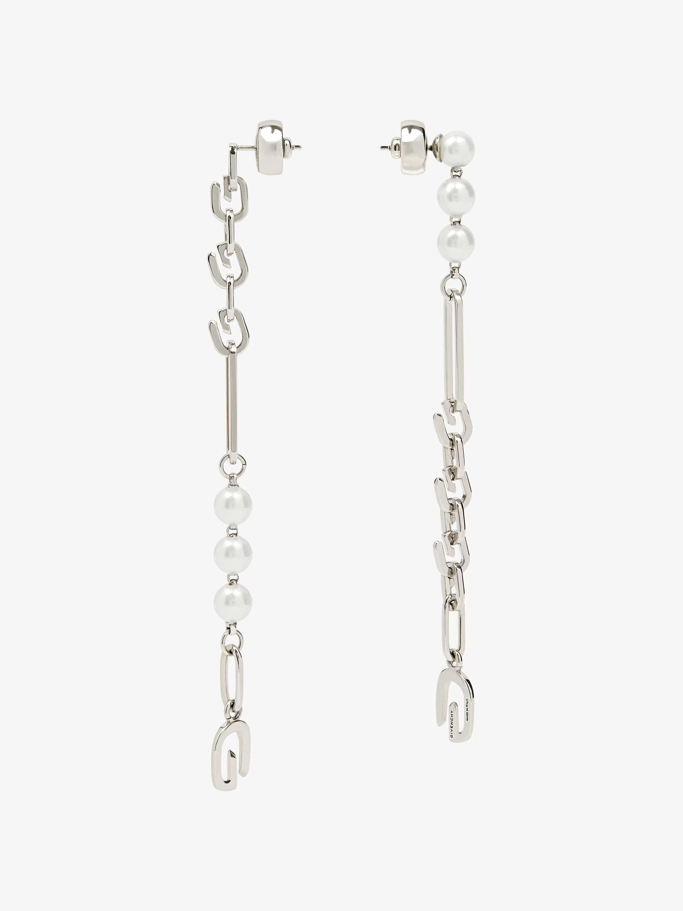 Givenchy Bijoux>Boucles D'Oreilles G Link En Metal Avec Perles Blanc/Argente