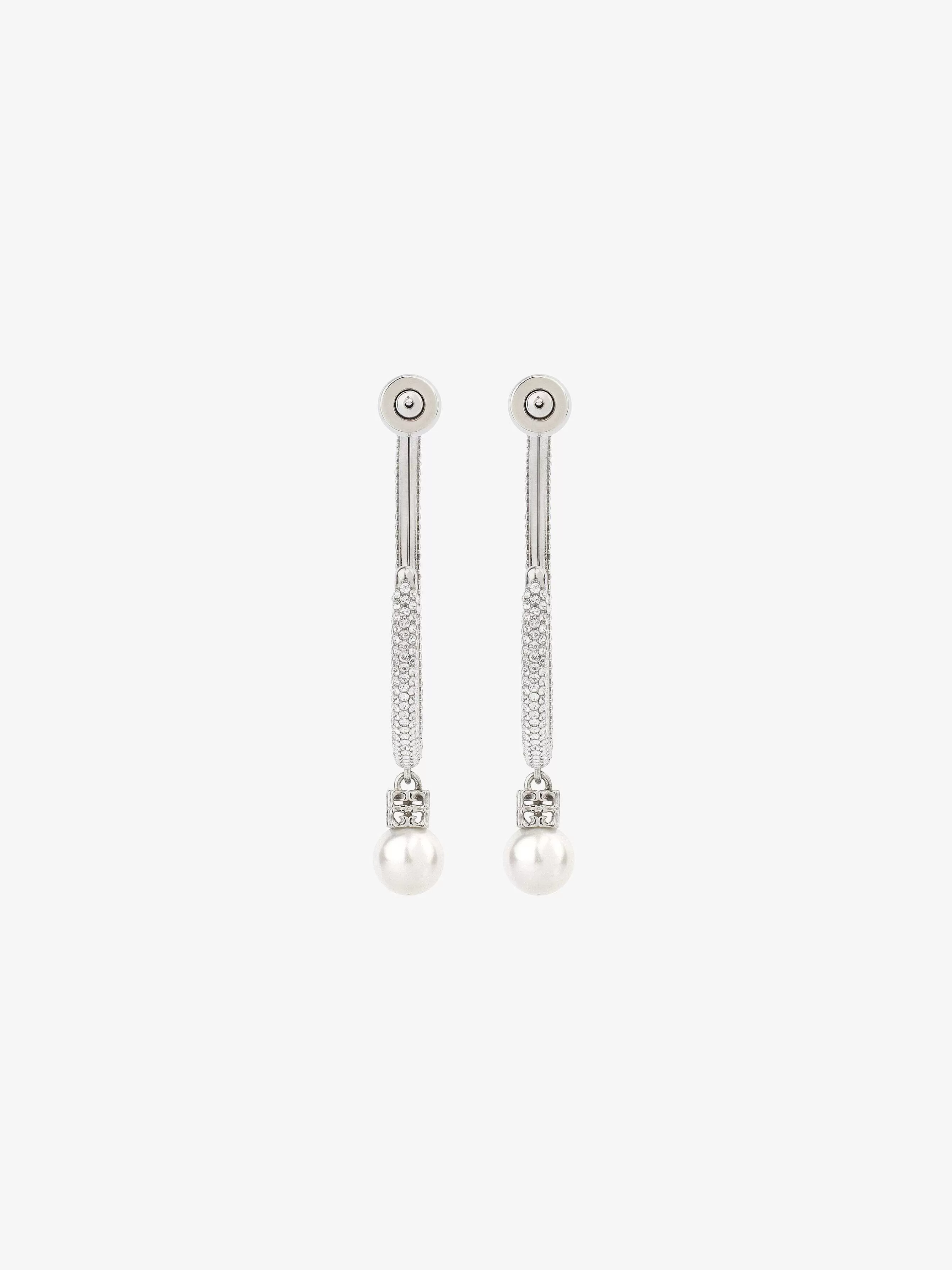 Givenchy Bijoux>Boucles D'Oreilles Perle En Metal Avec Cristaux Blanc/Argente