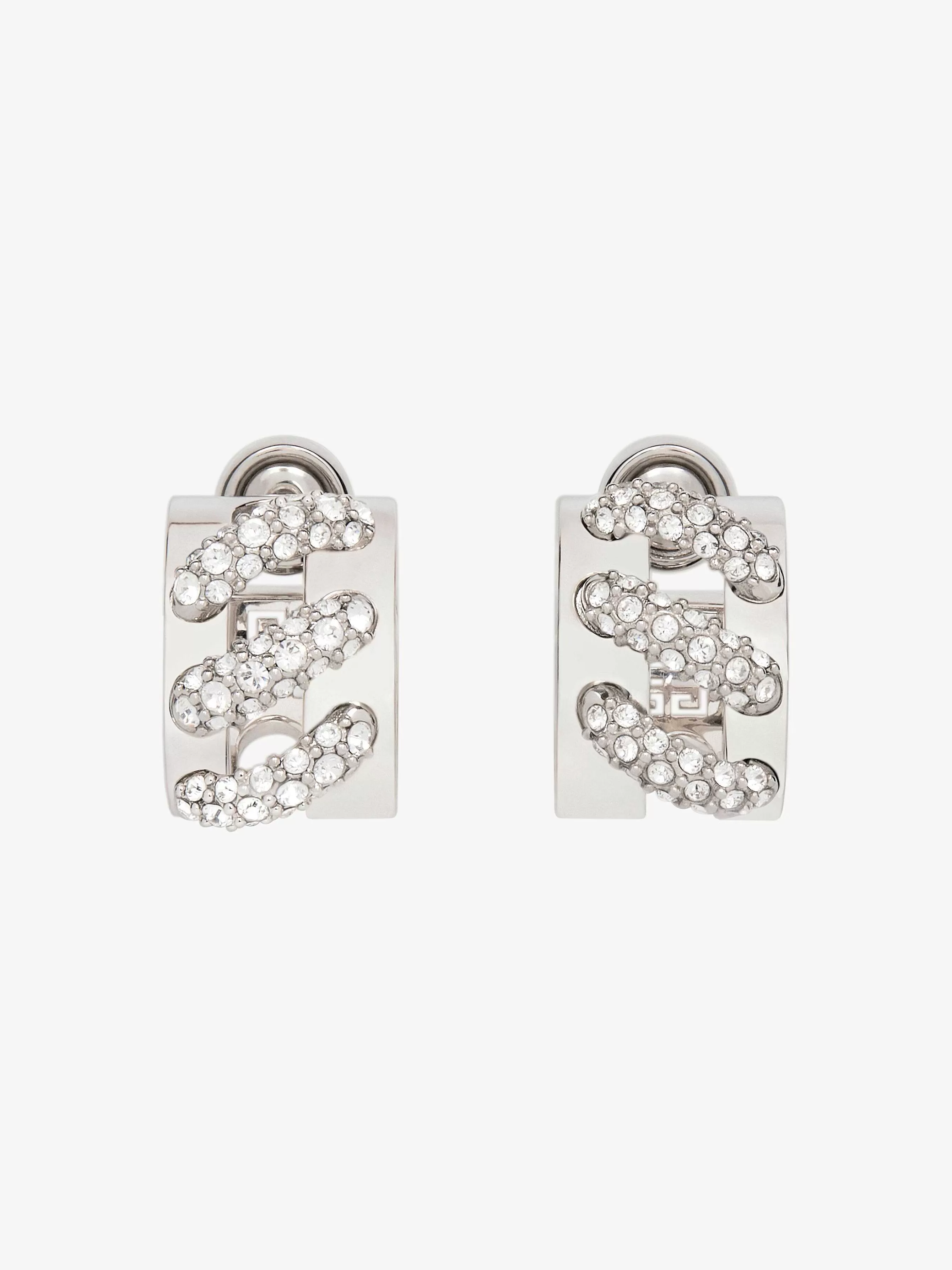 Givenchy Bijoux>Boucles D'Oreilles Stitch En Metal Avec Cristaux Argente