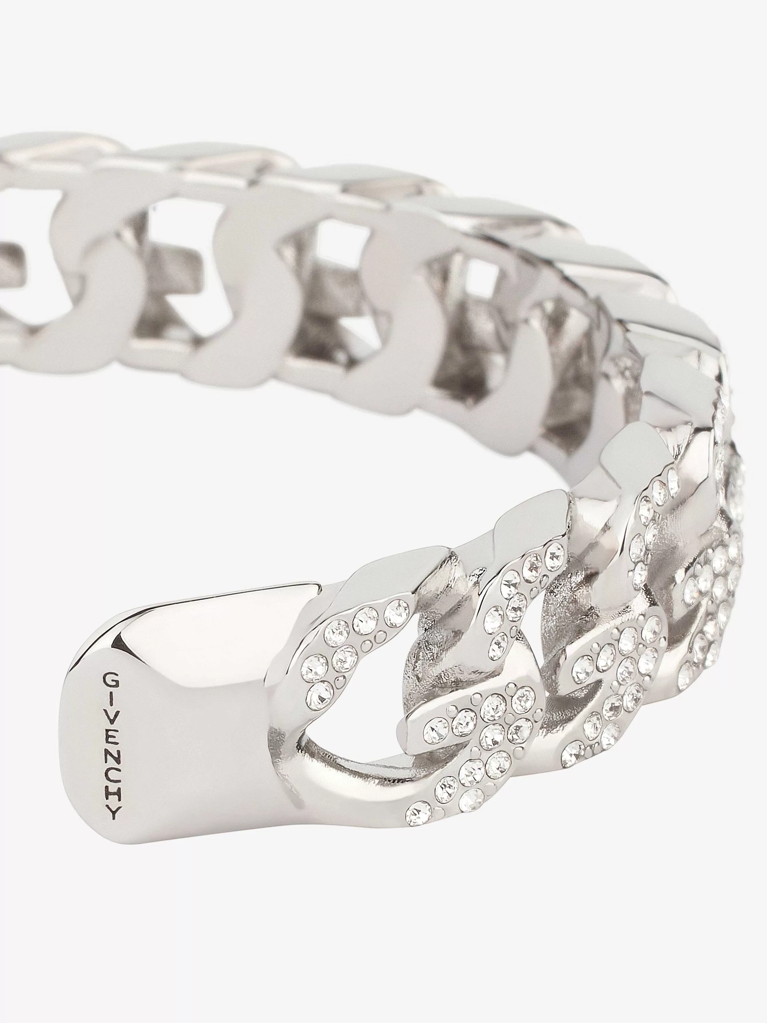 Givenchy Bijoux>Bracelet Chaine G En Metal Avec Cristaux Argente