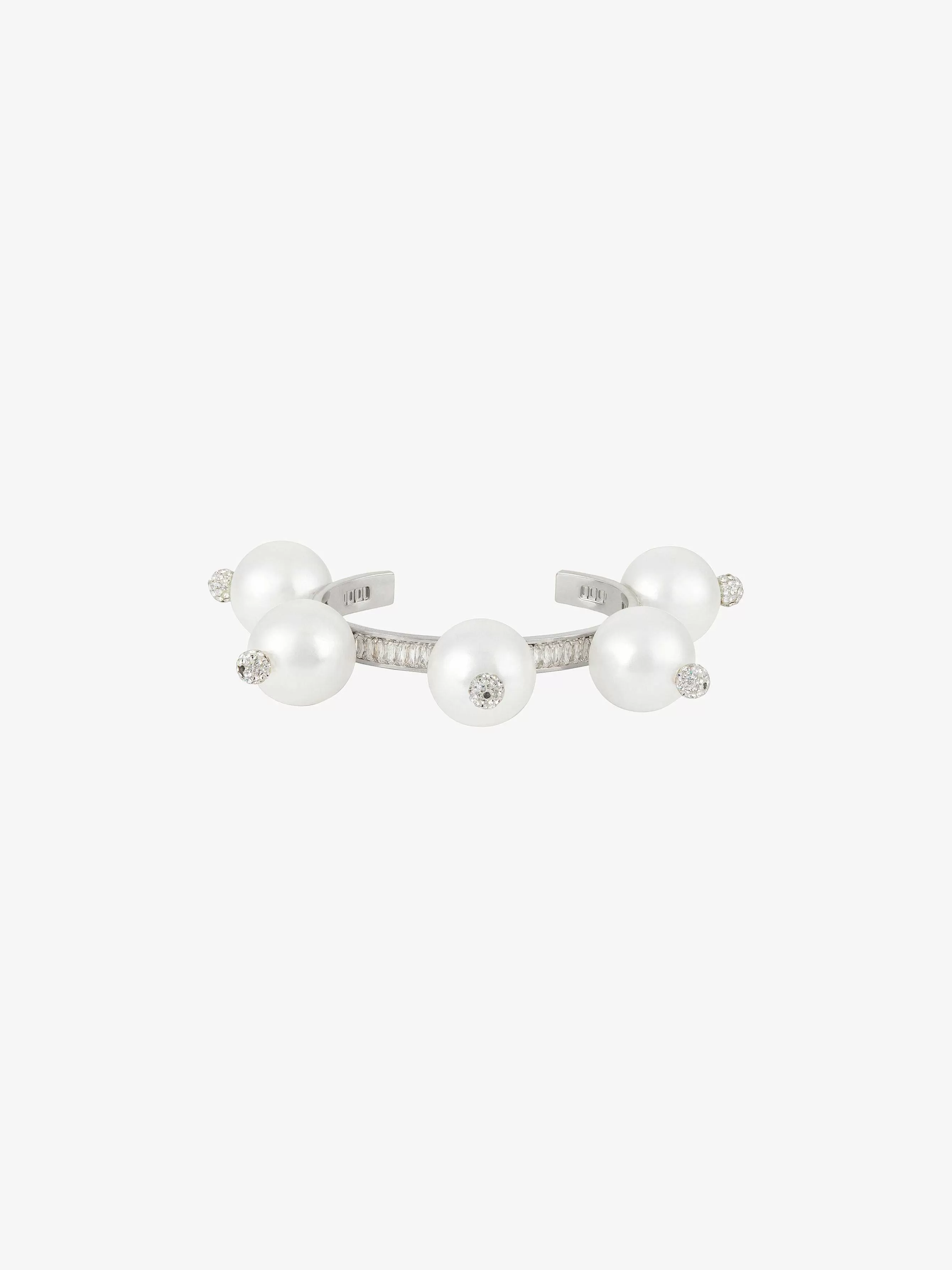 Givenchy Bijoux>Bracelet De Perles 4G Avec Cristaux Blanc/Argente