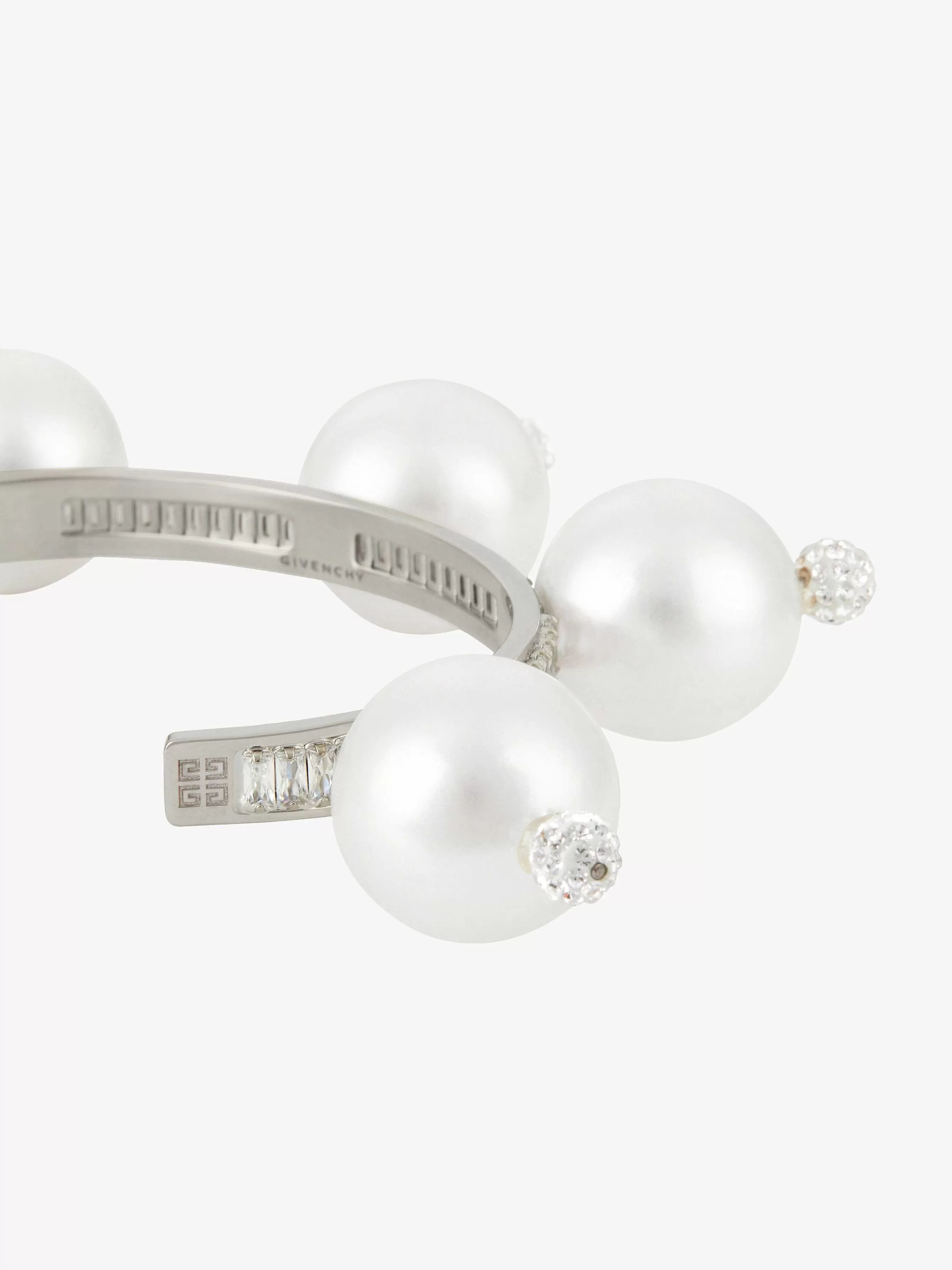 Givenchy Bijoux>Bracelet De Perles 4G Avec Cristaux Blanc/Argente