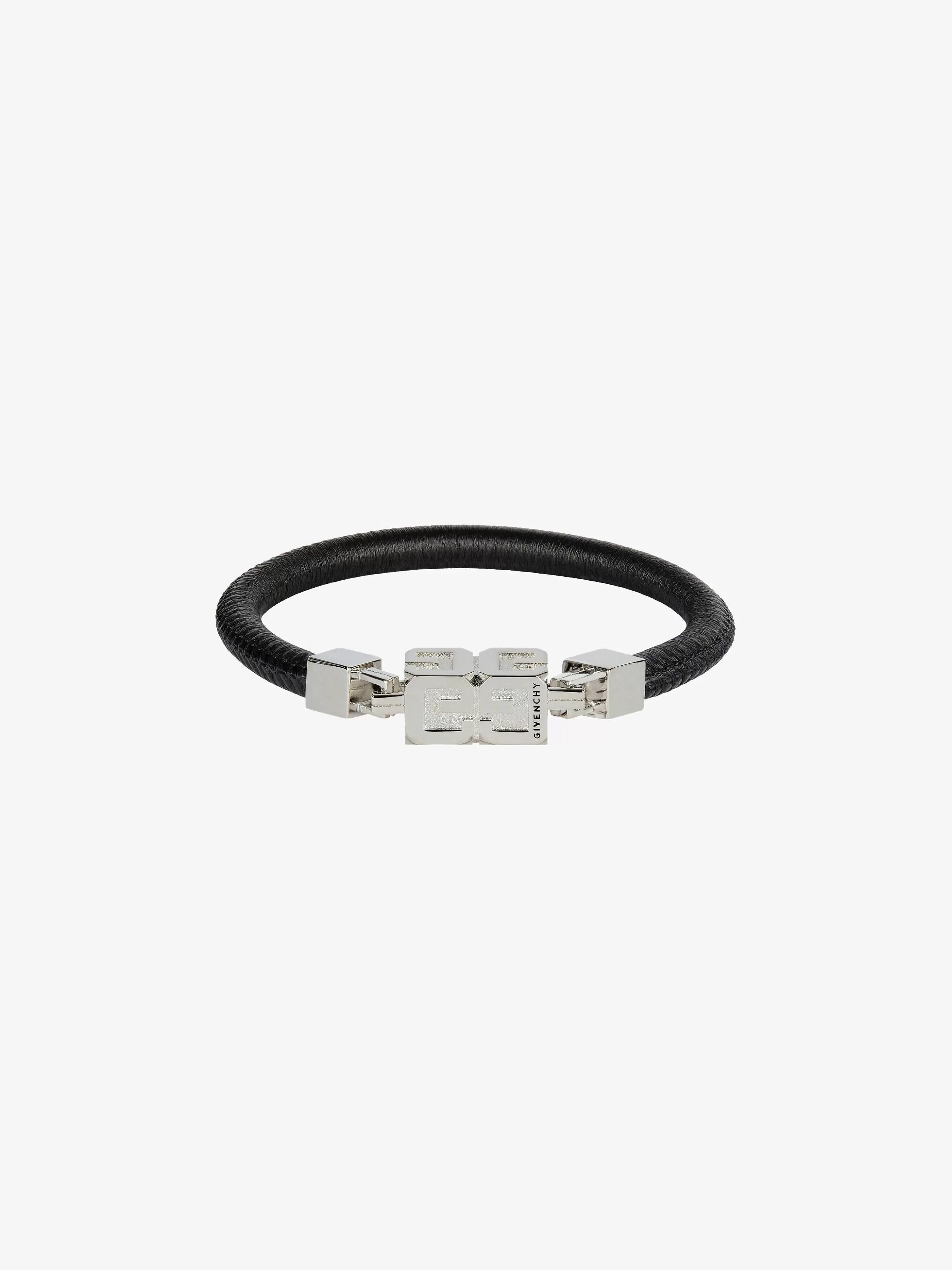 Givenchy Bijoux>Bracelet G Cube En Cuir Et Metal Noir/Argente