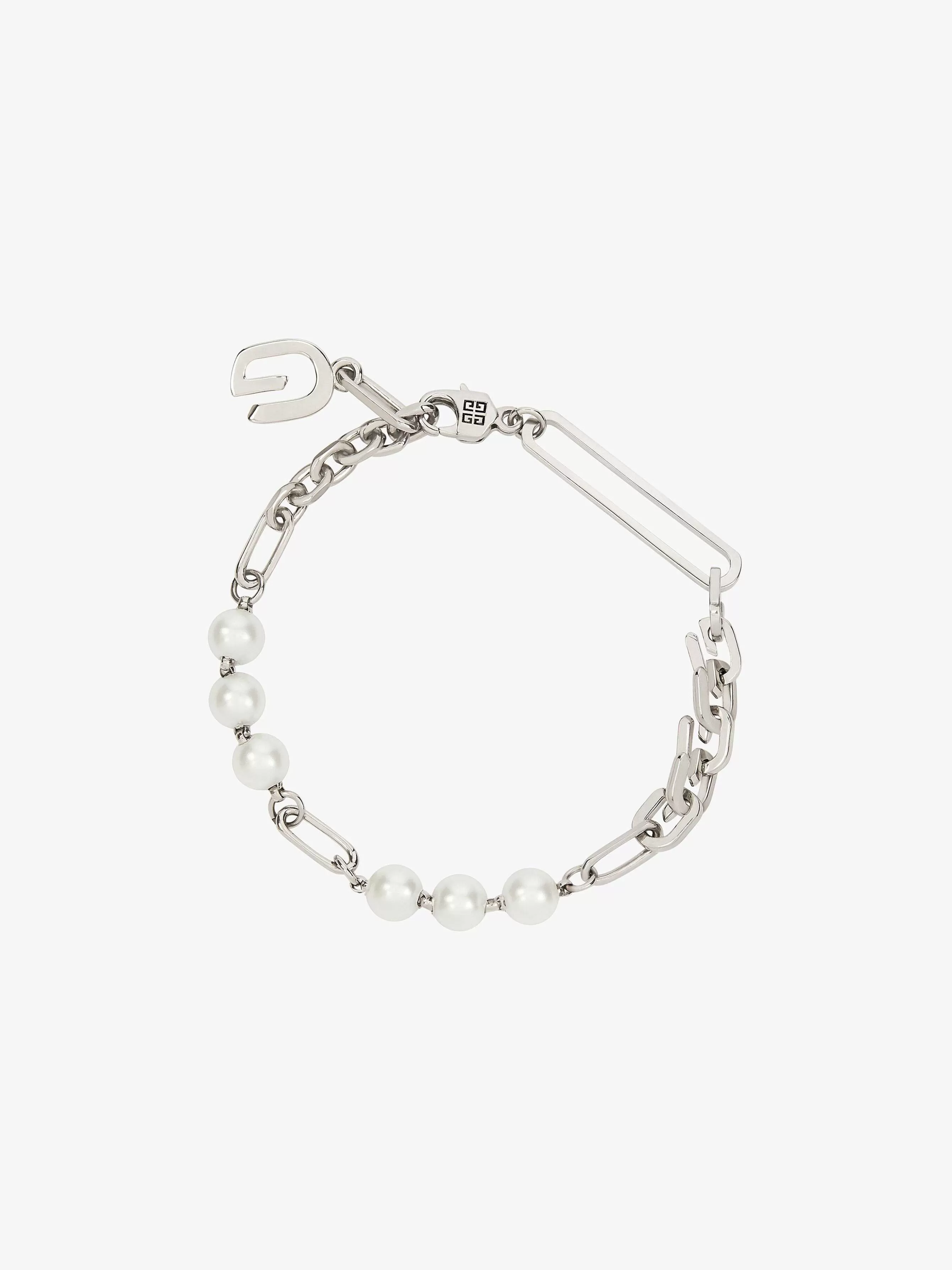 Givenchy Bijoux>Bracelet G Link En Metal Avec Perles Blanc/Argente