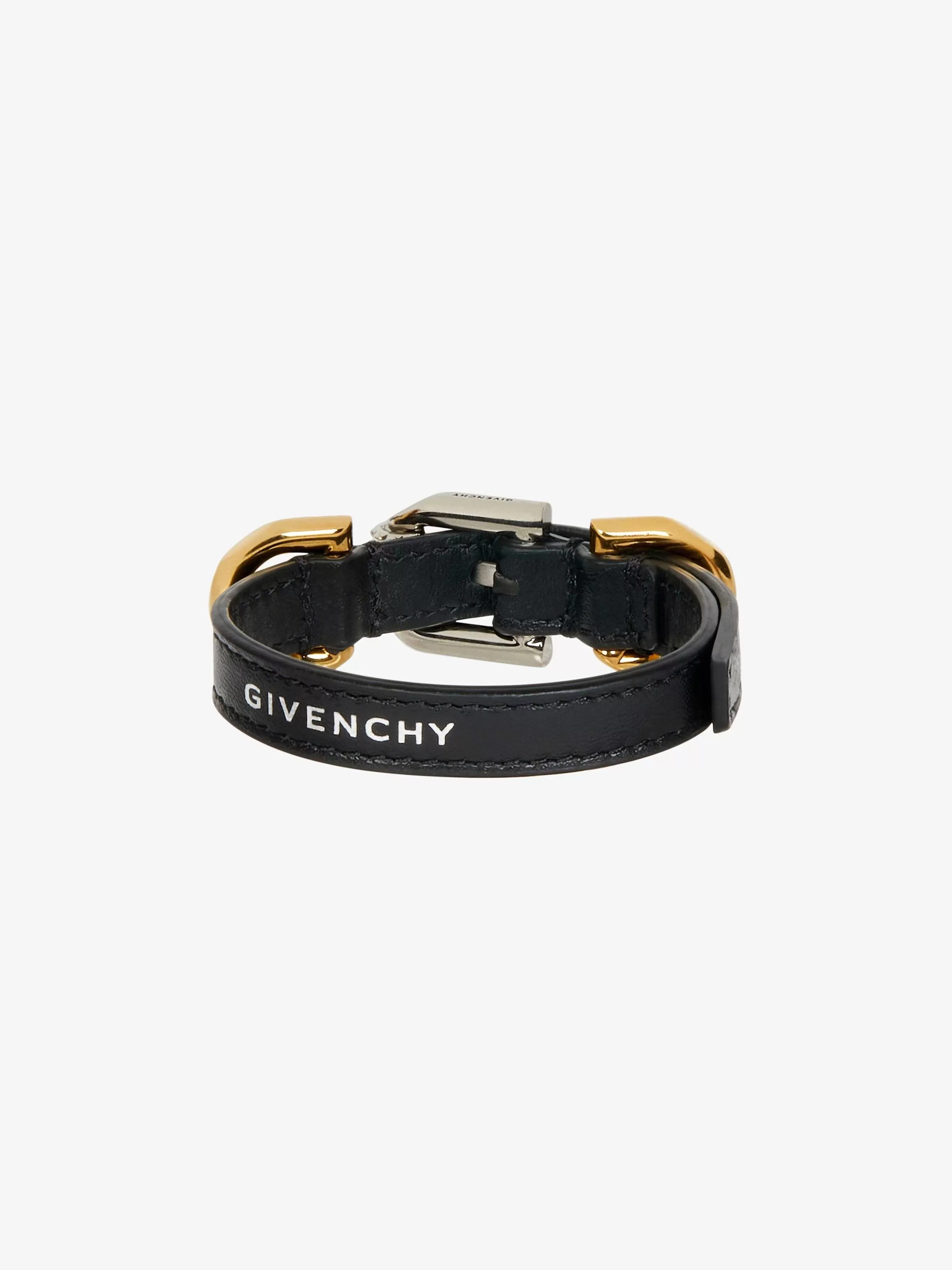 Givenchy Bijoux>Bracelet Voyou En Cuir Et Metal Noir