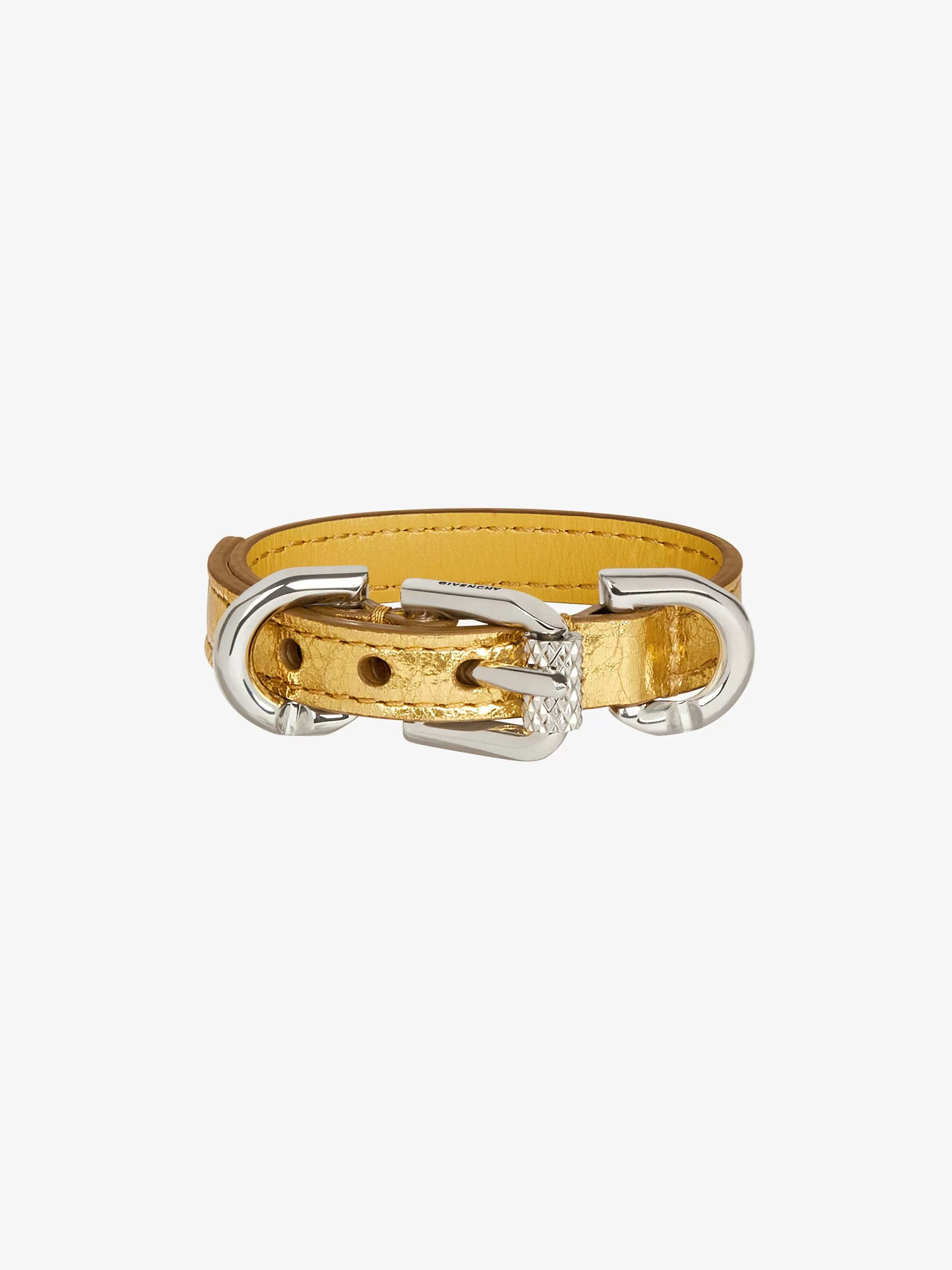 Givenchy Bijoux>Bracelet Voyou En Cuir Lame Et Metal Dore