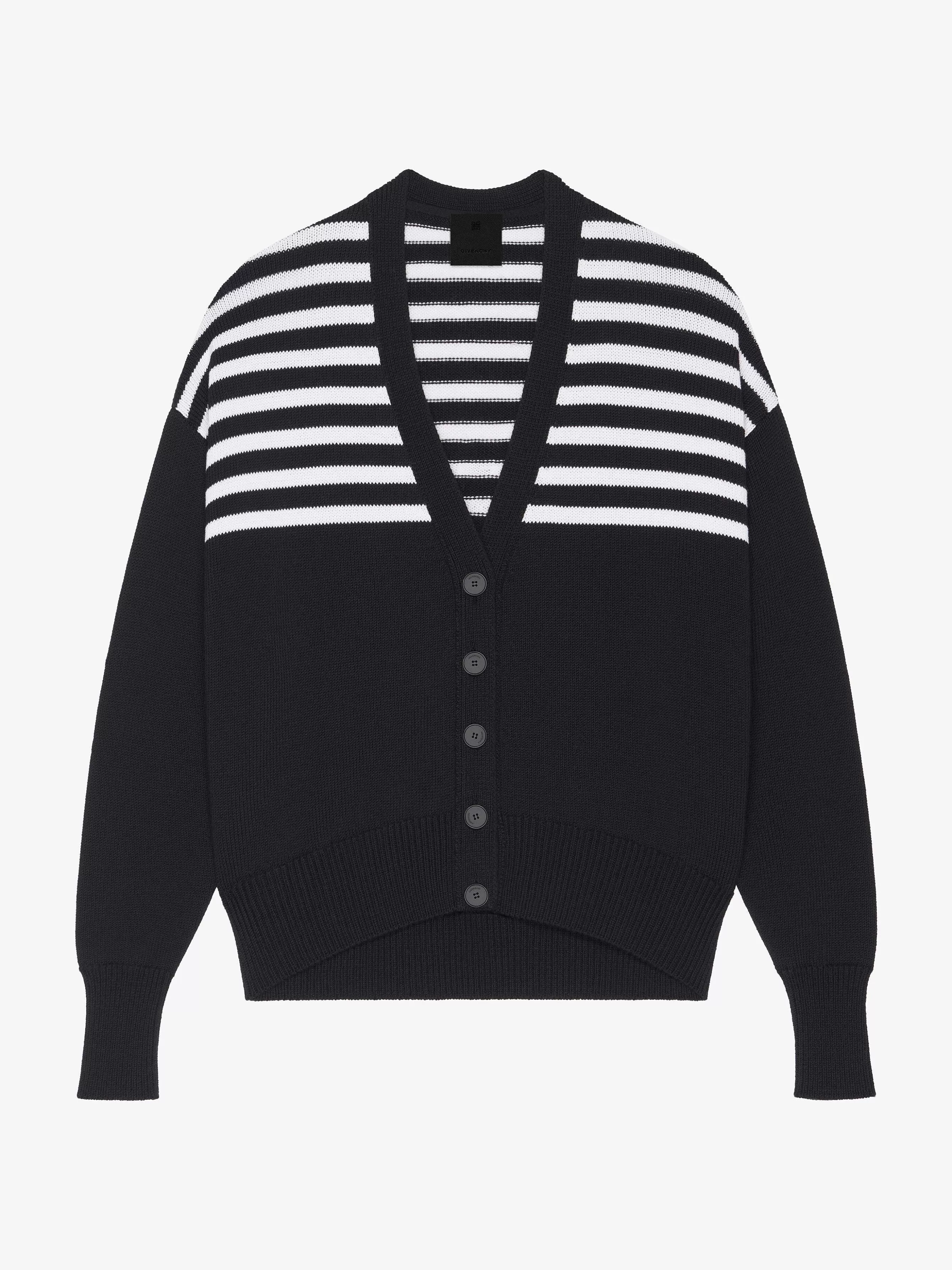 Givenchy Tricots>Cardigan 4G En Coton A Rayures Noir