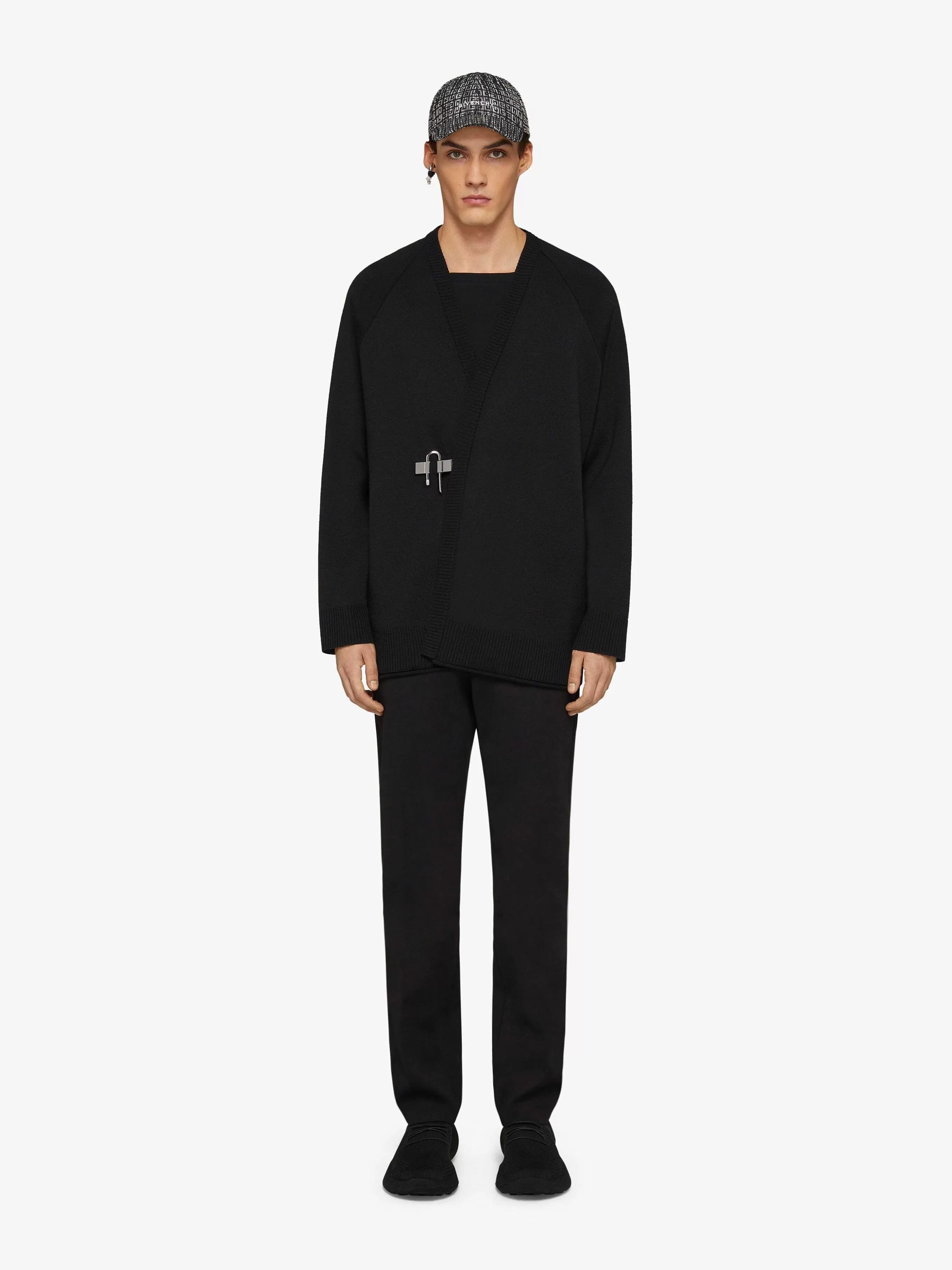 Givenchy Tricots>Cardigan U-Lock En Laine Et Soie Noir