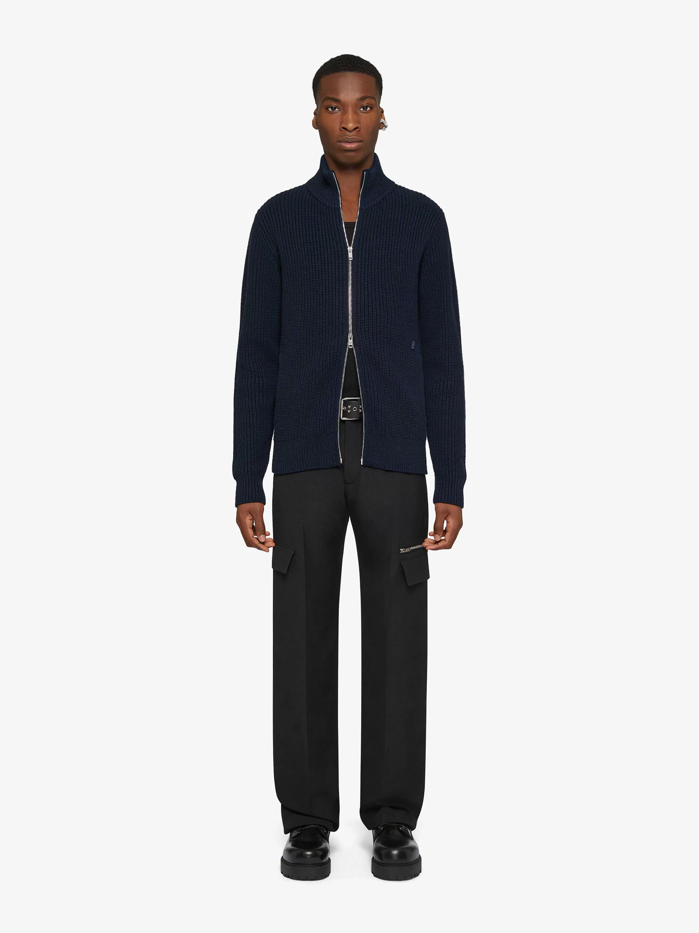 Givenchy Tricots>Cardigan Zippe En Laine Et Cachemire Nuit Bleue