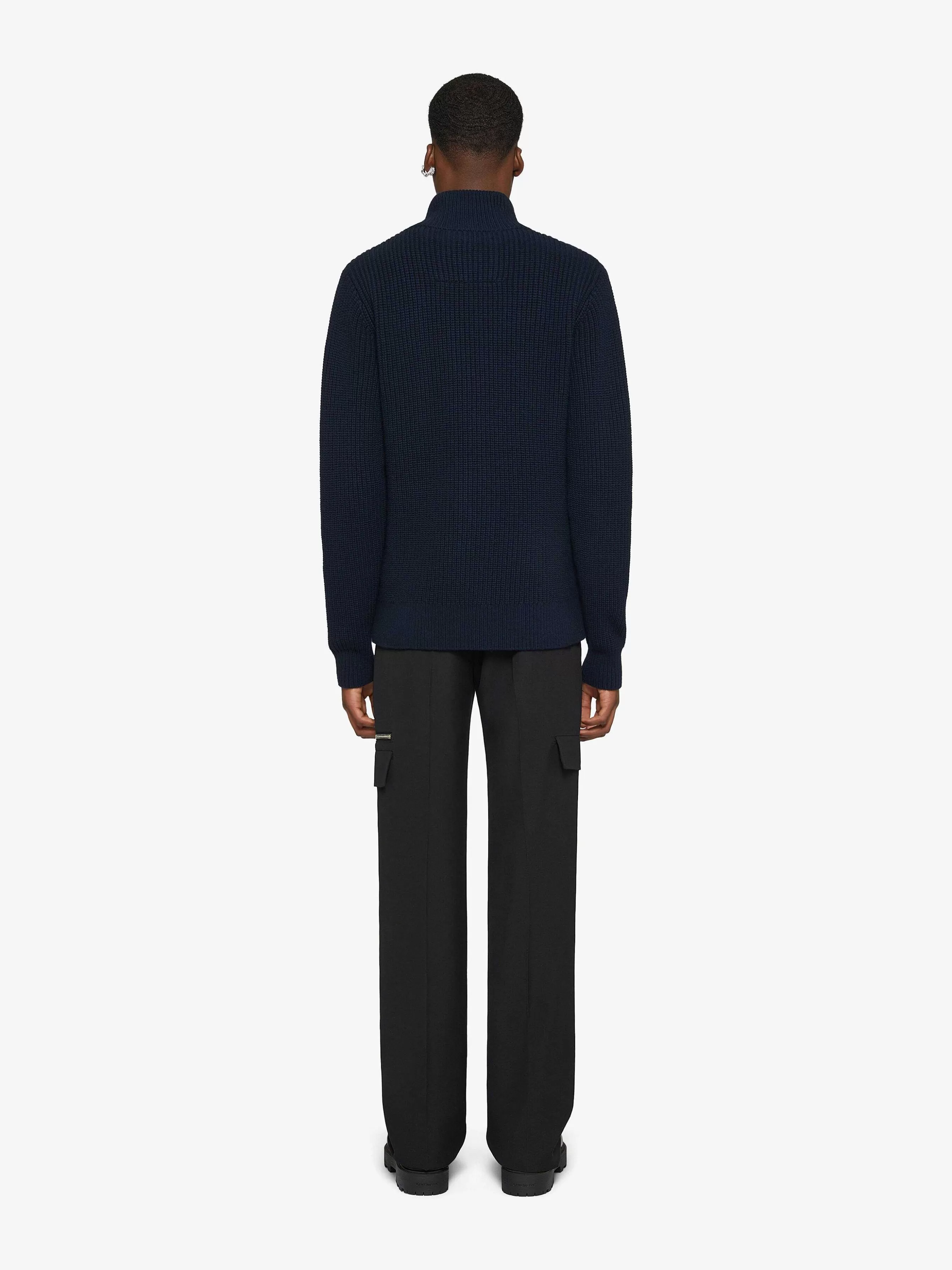 Givenchy Tricots>Cardigan Zippe En Laine Et Cachemire Nuit Bleue