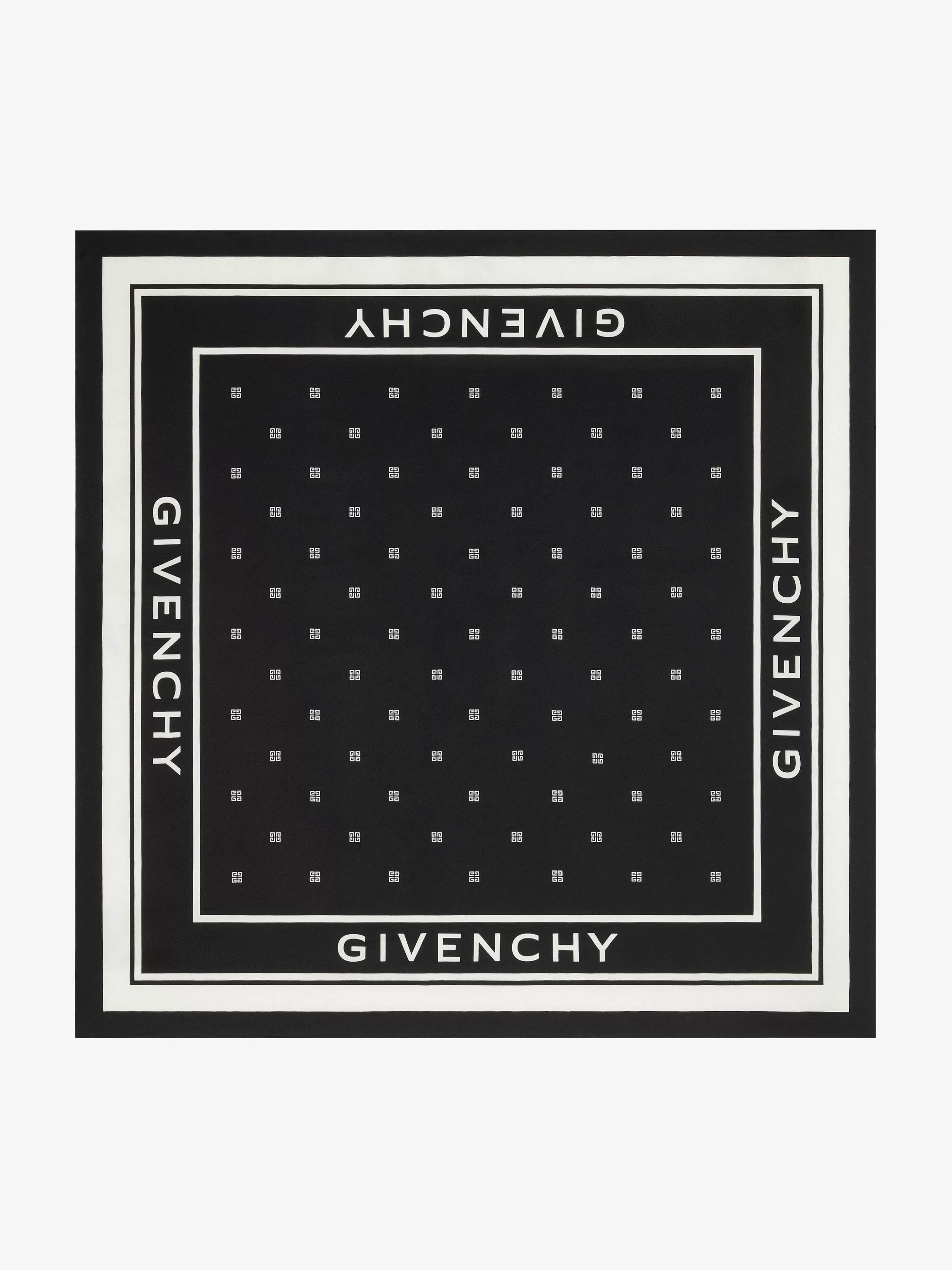 Givenchy Echarpes>Carre En Soie 4G Noir Blanc