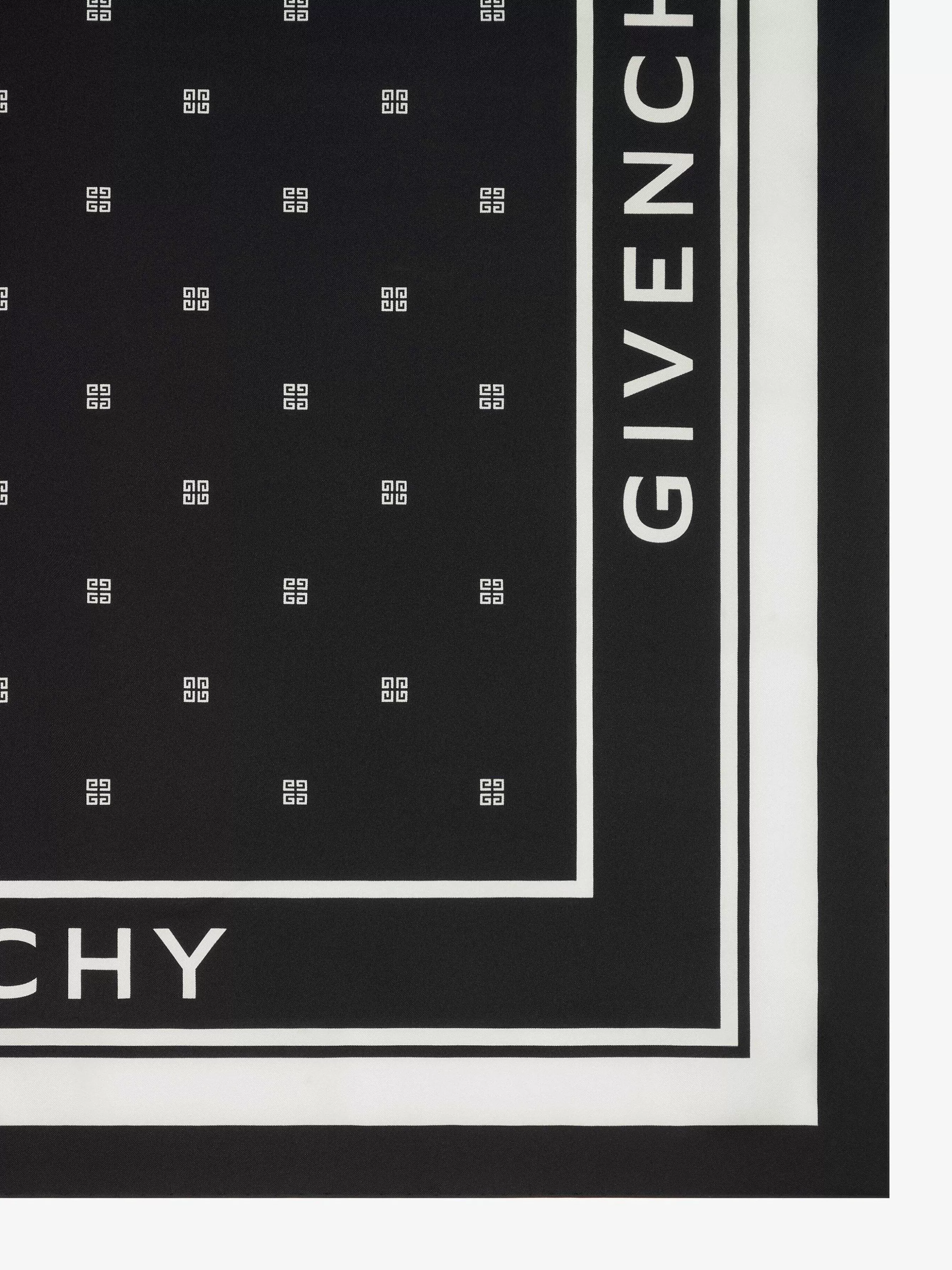 Givenchy Echarpes>Carre En Soie 4G Noir Blanc