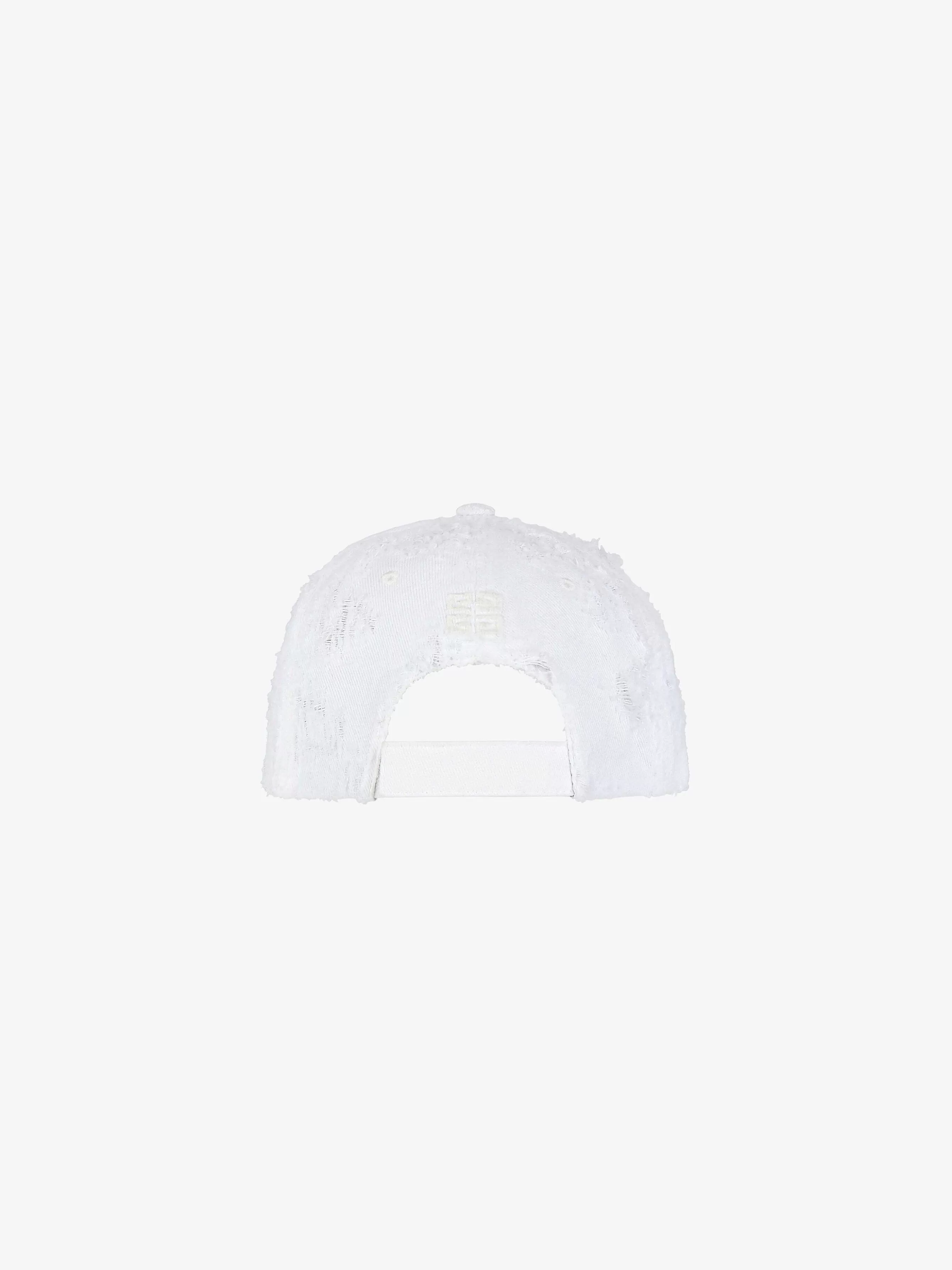 Givenchy Bonnets Et Casquettes>Casquette Brodee En Denim Rip And Repair Blanc