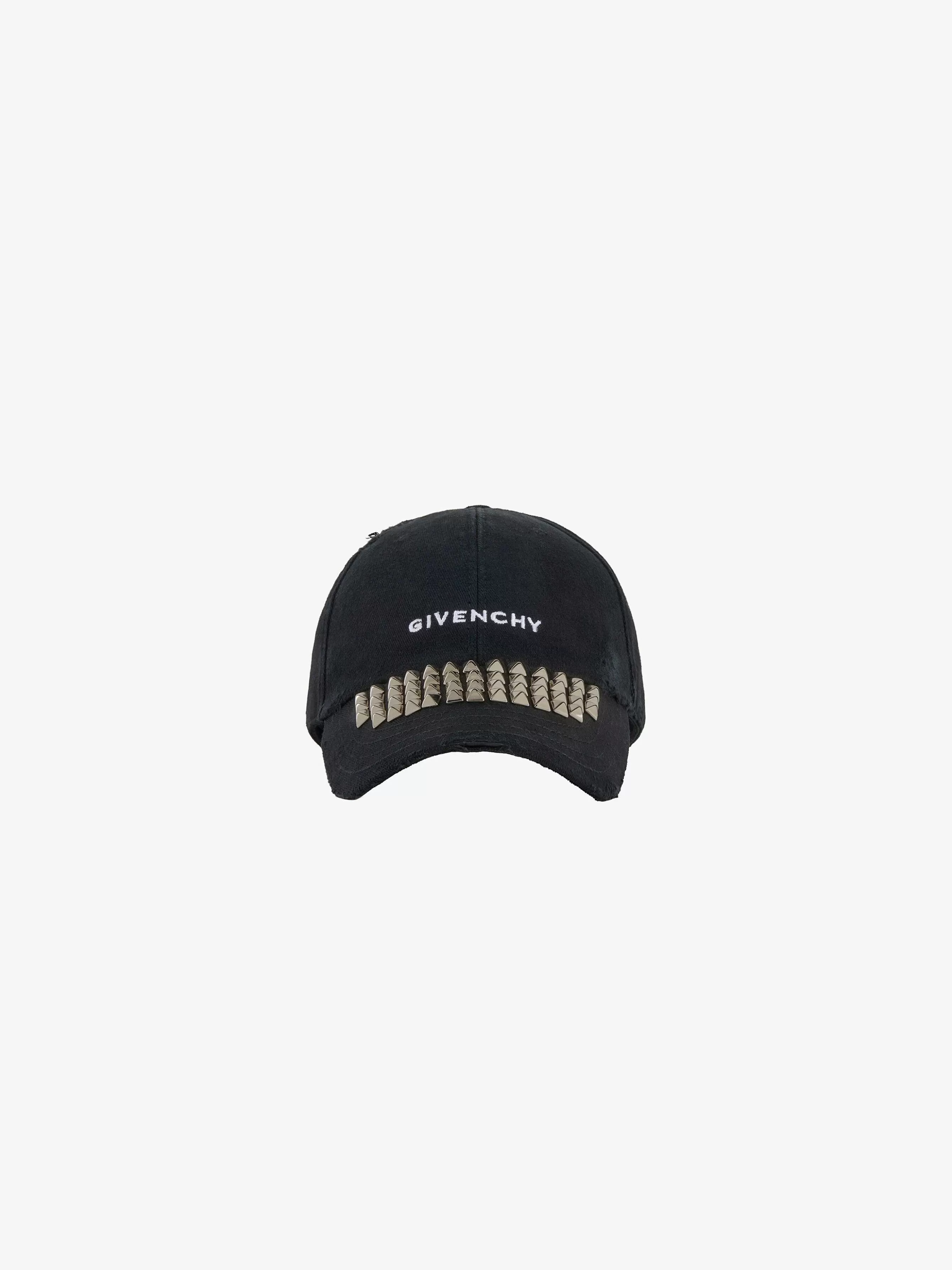 Givenchy Bonnets Et Casquettes>Casquette En Coton Dechire Et Repare Avec Clous Noir