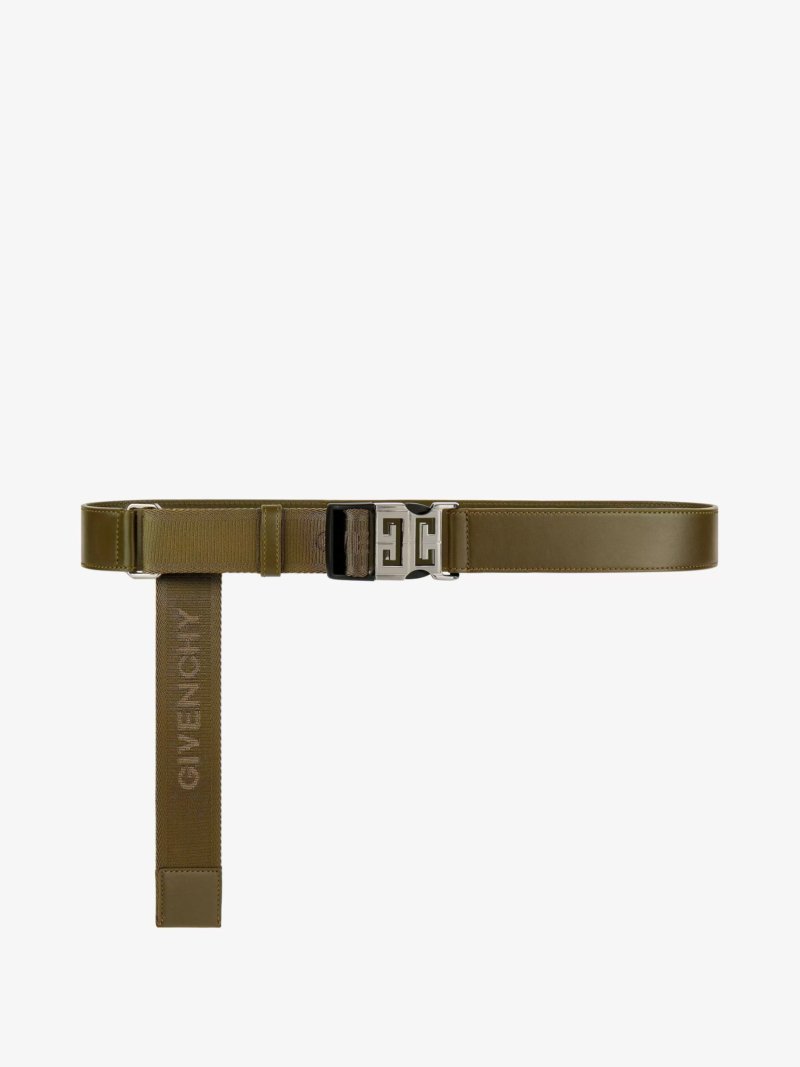 Givenchy Ceintures>Ceinture A Boucle 4G Release En Cuir Et Sangle Kaki