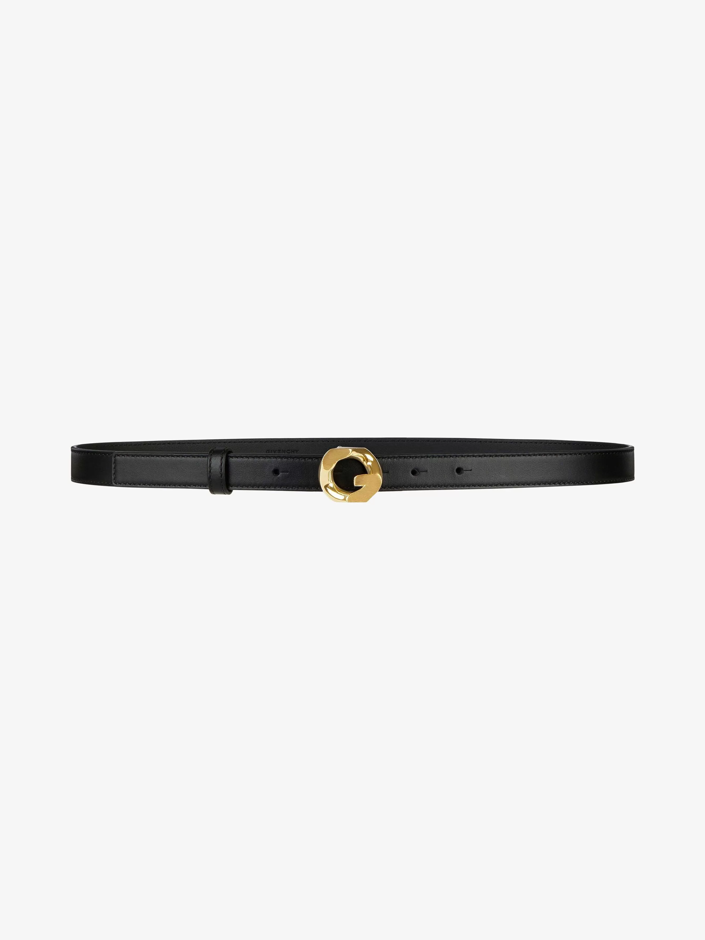 Givenchy Ceintures>Ceinture En Cuir Avec Boucle Chaine G Noir