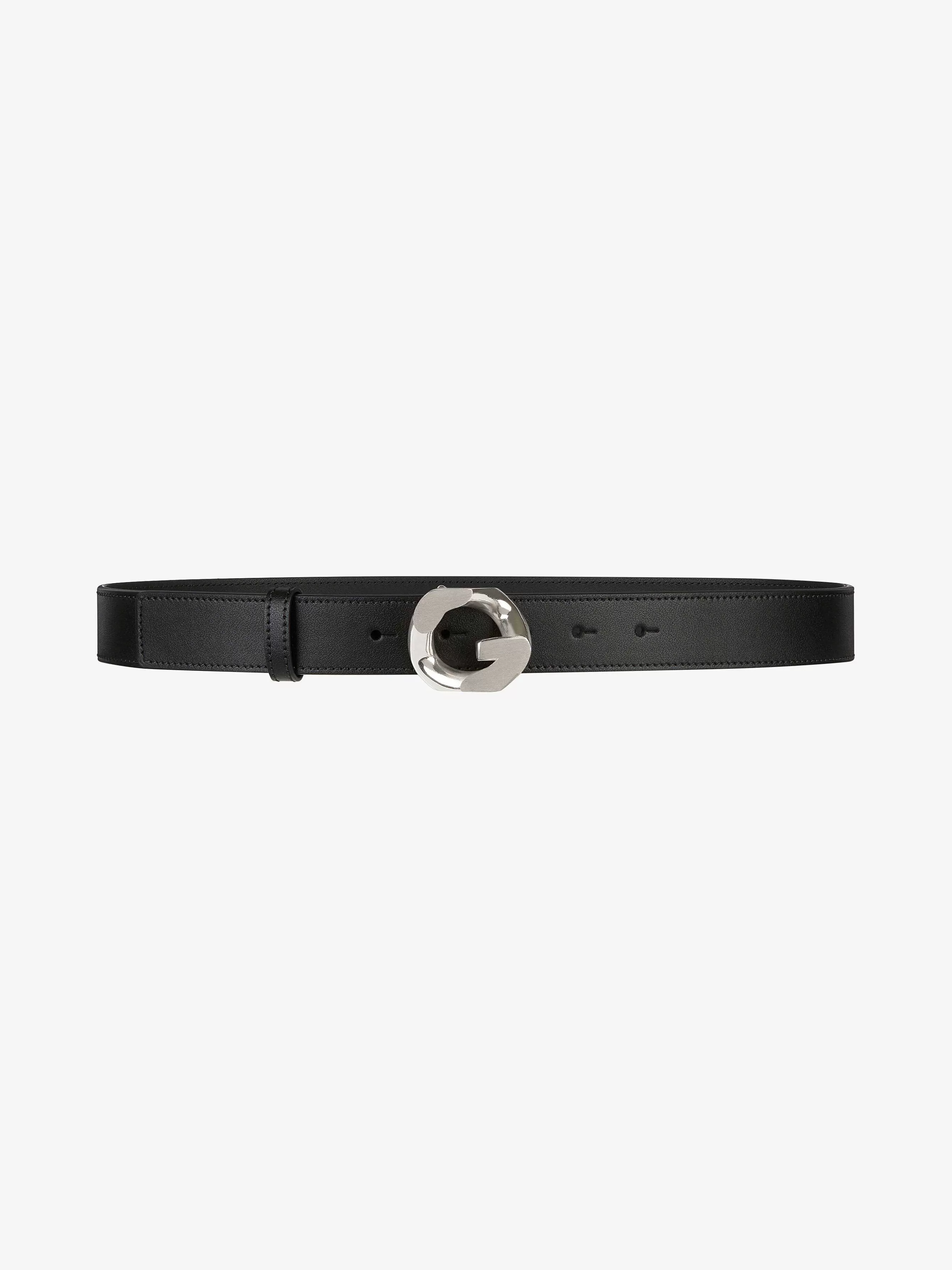 Givenchy Ceintures>Ceinture En Cuir Avec Boucle Chaine G Noir