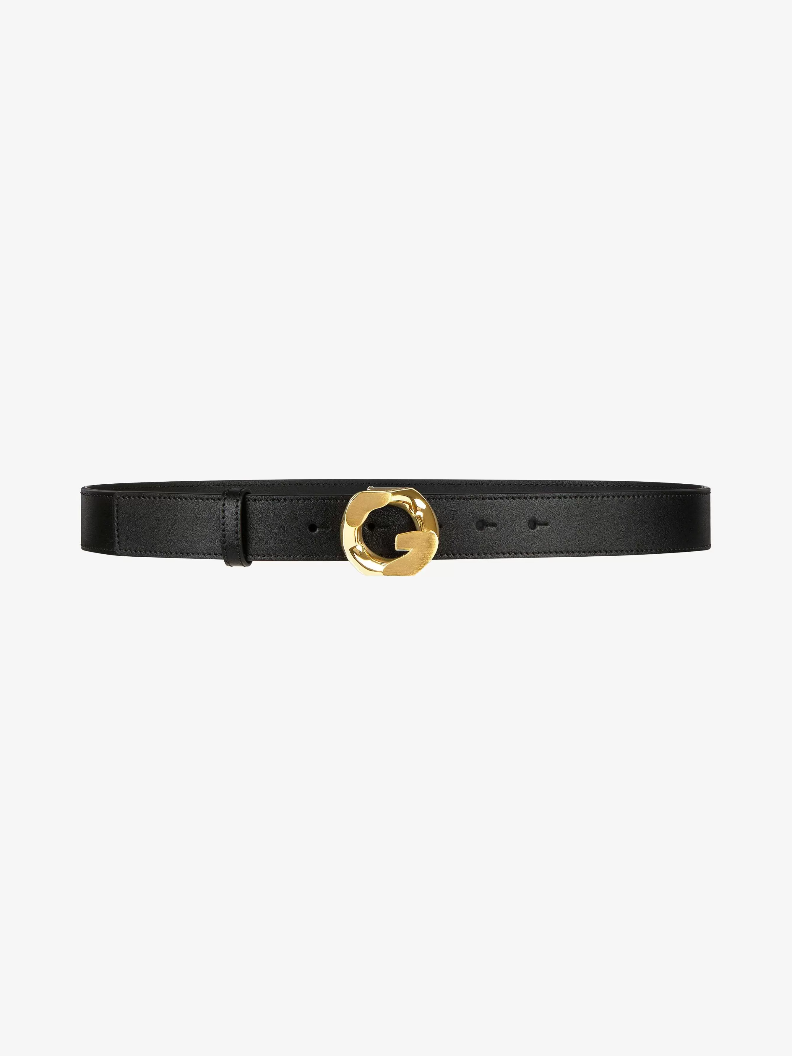 Givenchy Ceintures>Ceinture En Cuir Avec Boucle Chaine G Noir