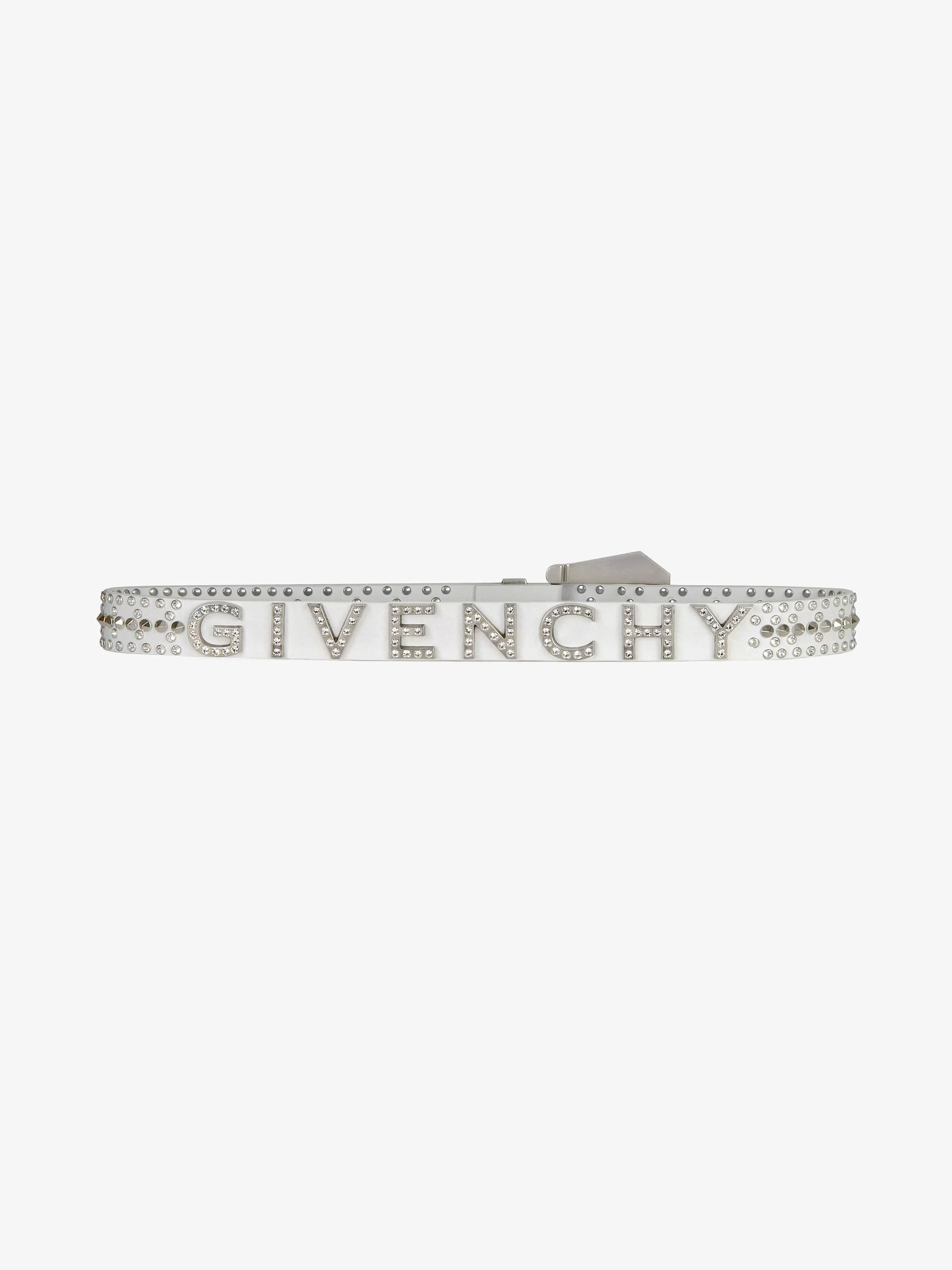 Givenchy Ceintures>Ceinture En Cuir Avec Clous Et Cristaux Blanc