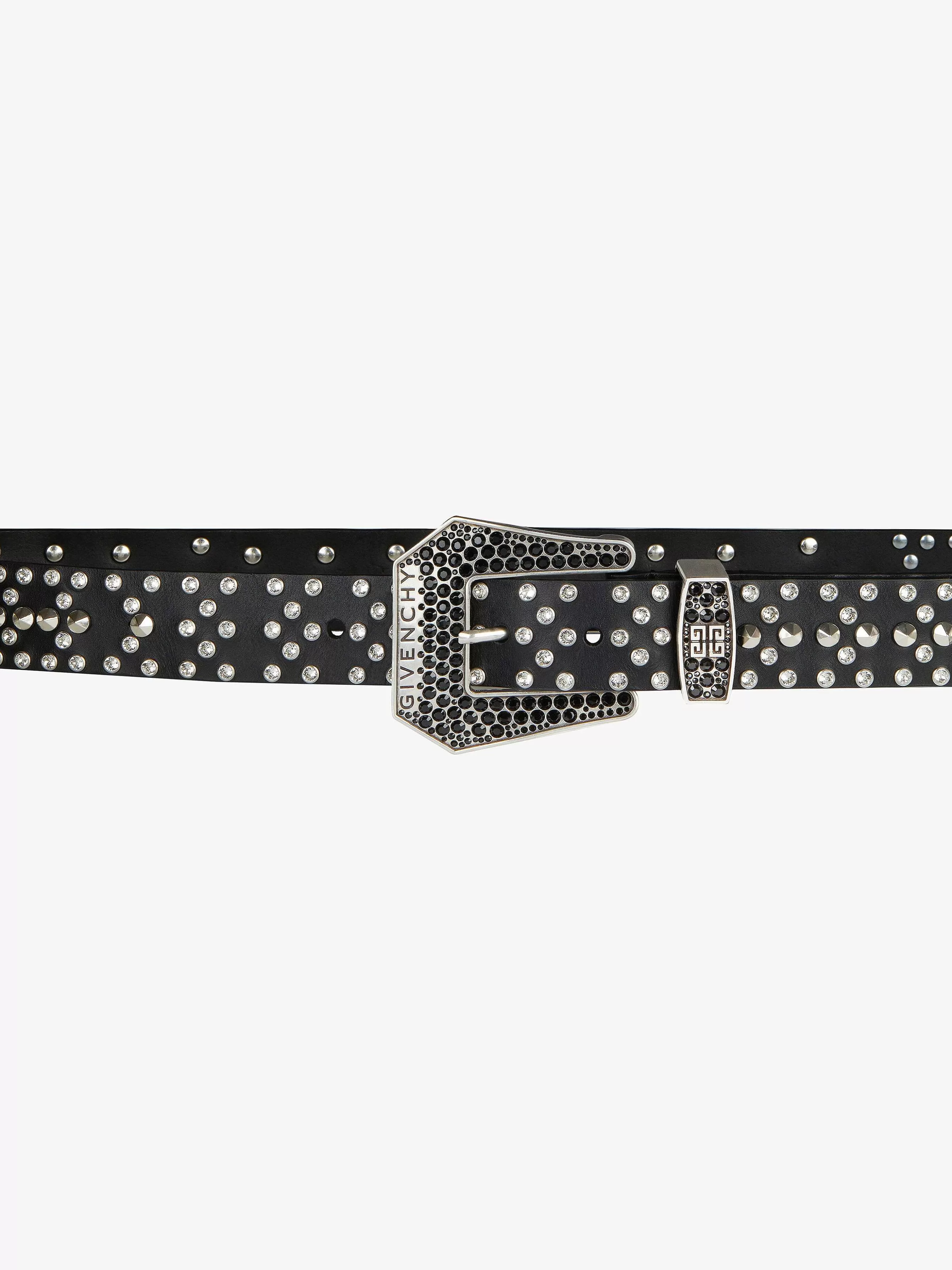 Givenchy Ceintures>Ceinture En Cuir Avec Clous Et Cristaux Noir