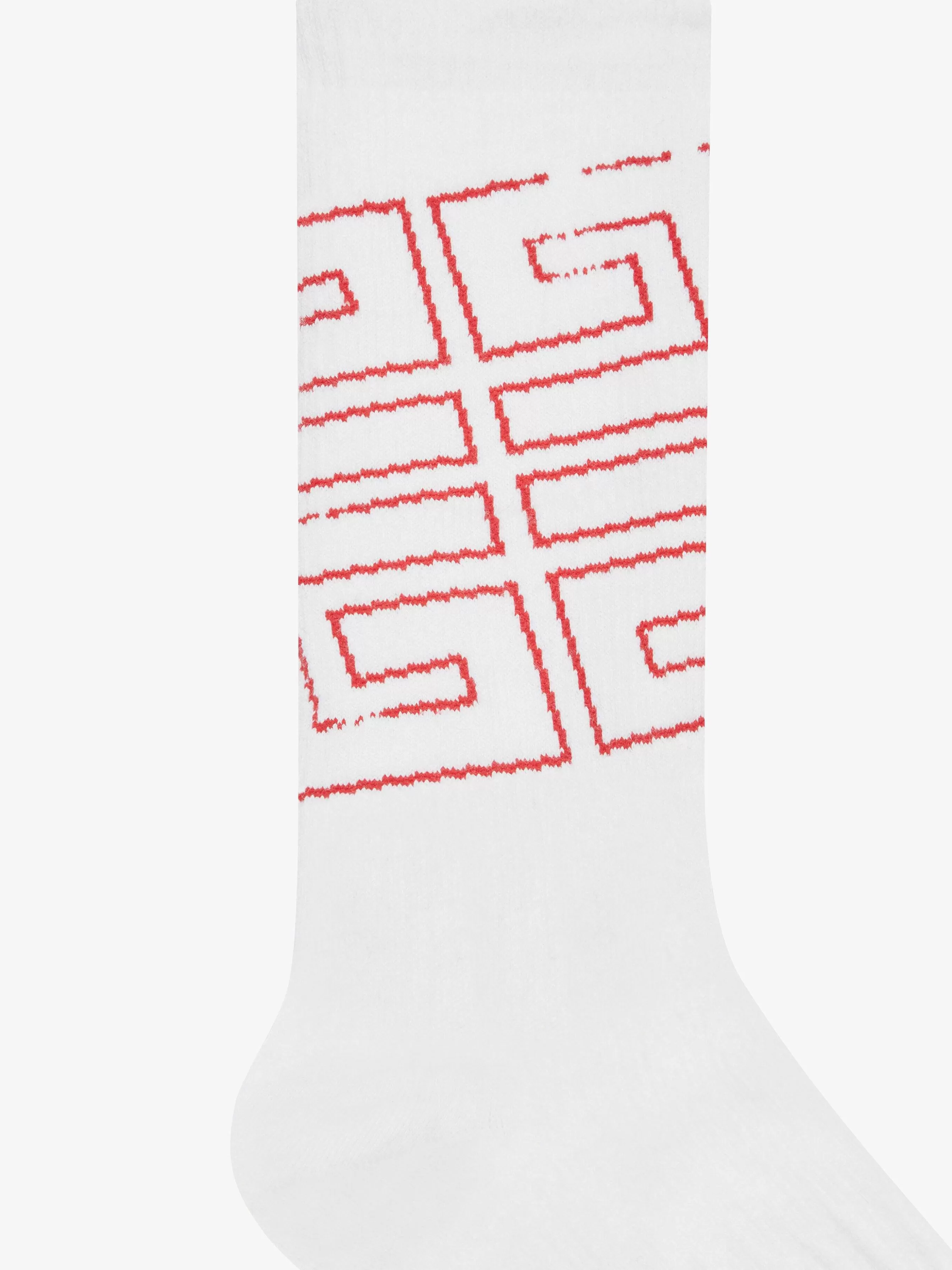 Givenchy Sous-Vetement>Chaussettes 4G En Coton Blanc Rouge