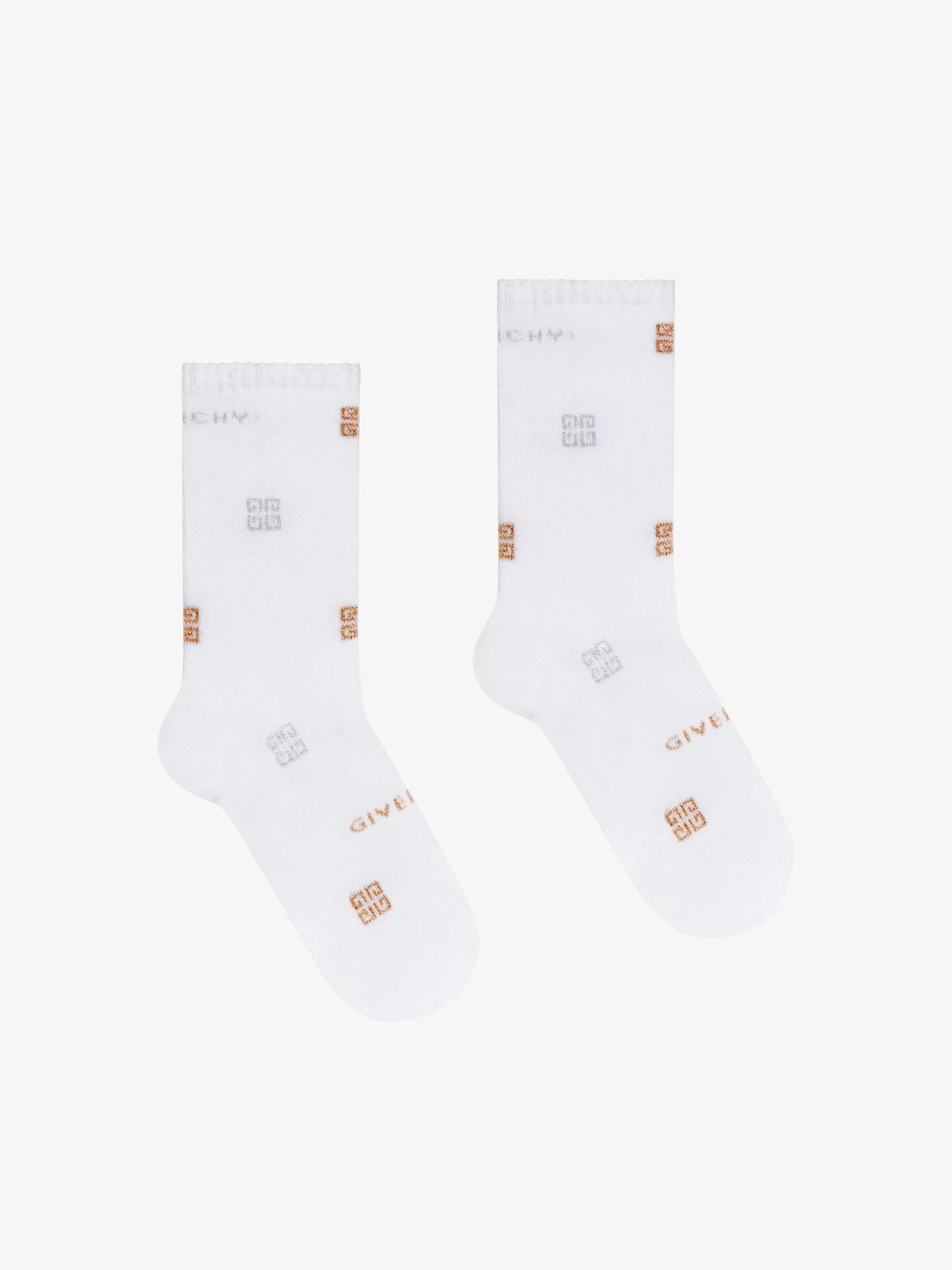 Givenchy Fille (4 À 12 Ans)>Chaussettes En Jacquard 4G Blanc/Jaune Or