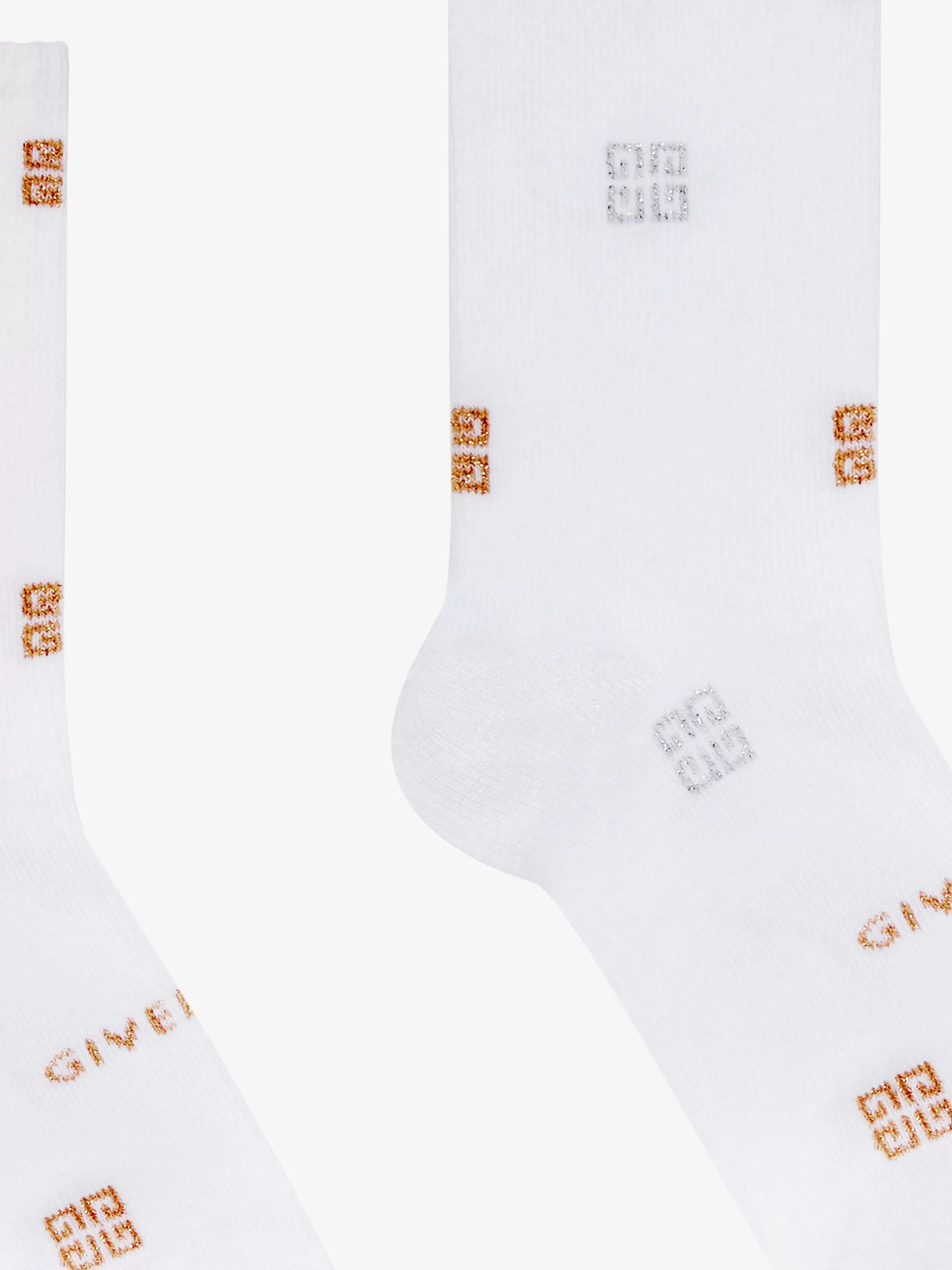 Givenchy Fille (4 À 12 Ans)>Chaussettes En Jacquard 4G Blanc/Jaune Or