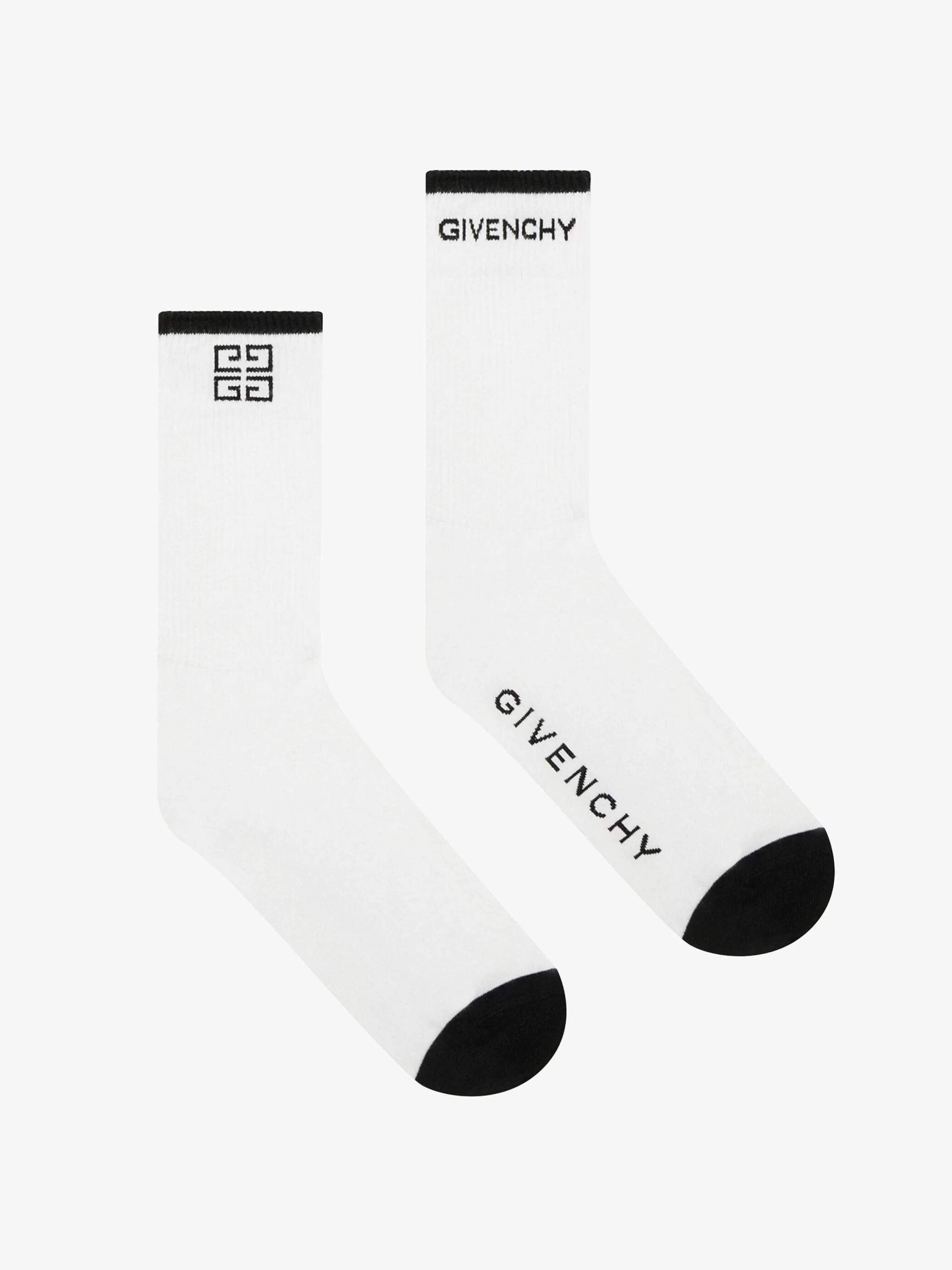 Givenchy Sous-Vetement>Chaussettes 4G En Coton Blanc Noir