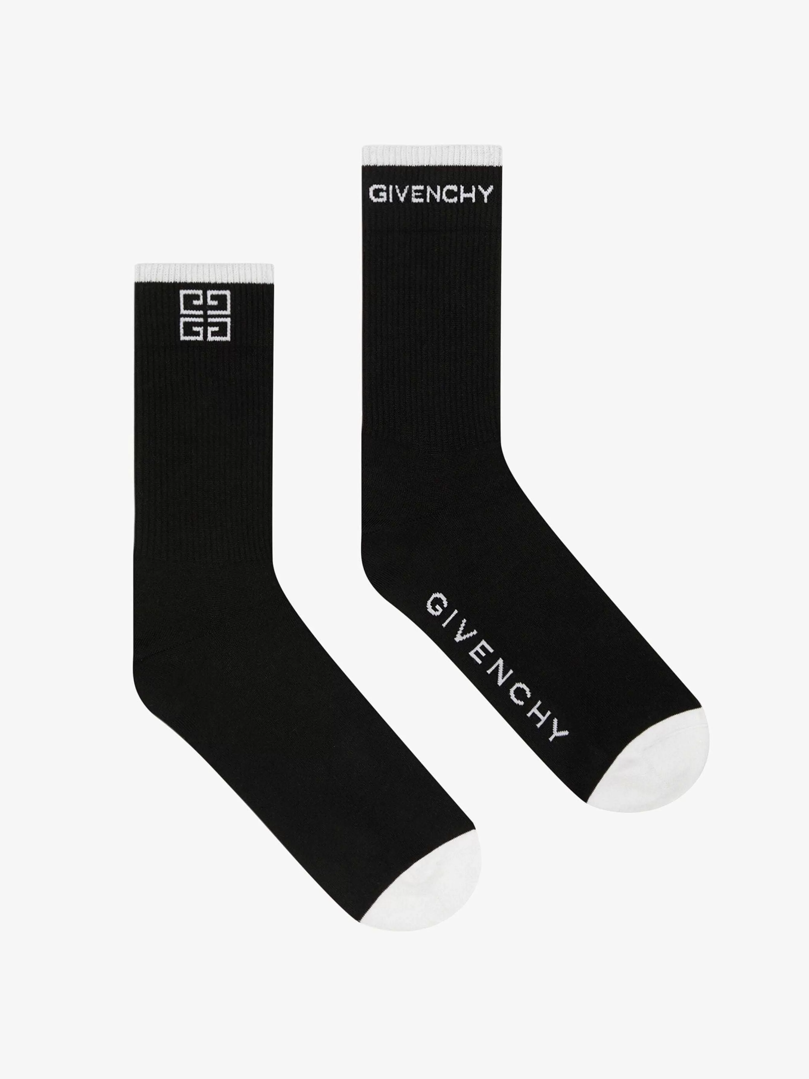 Givenchy Sous-Vetement>Chaussettes 4G En Coton Noir Blanc