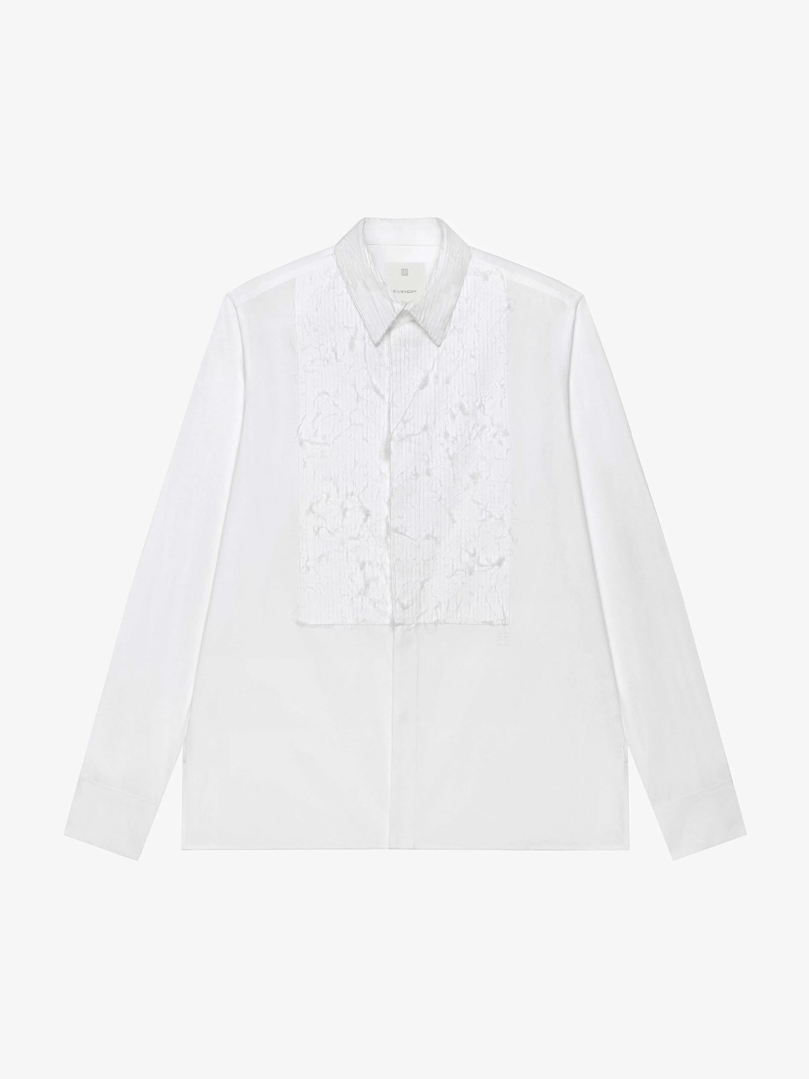 Givenchy Chemises>Chemise En Coton Avec Bavoir Texture Blanc