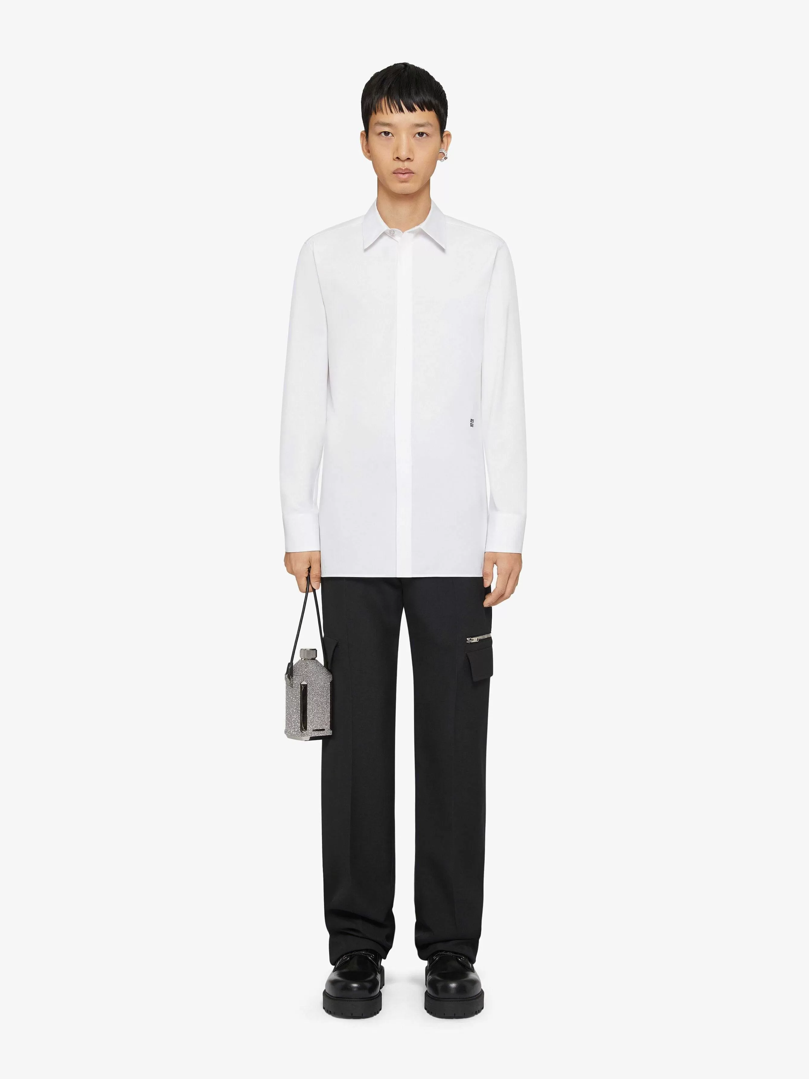 Givenchy Chemises>Chemise En Popeline Blanc Noir