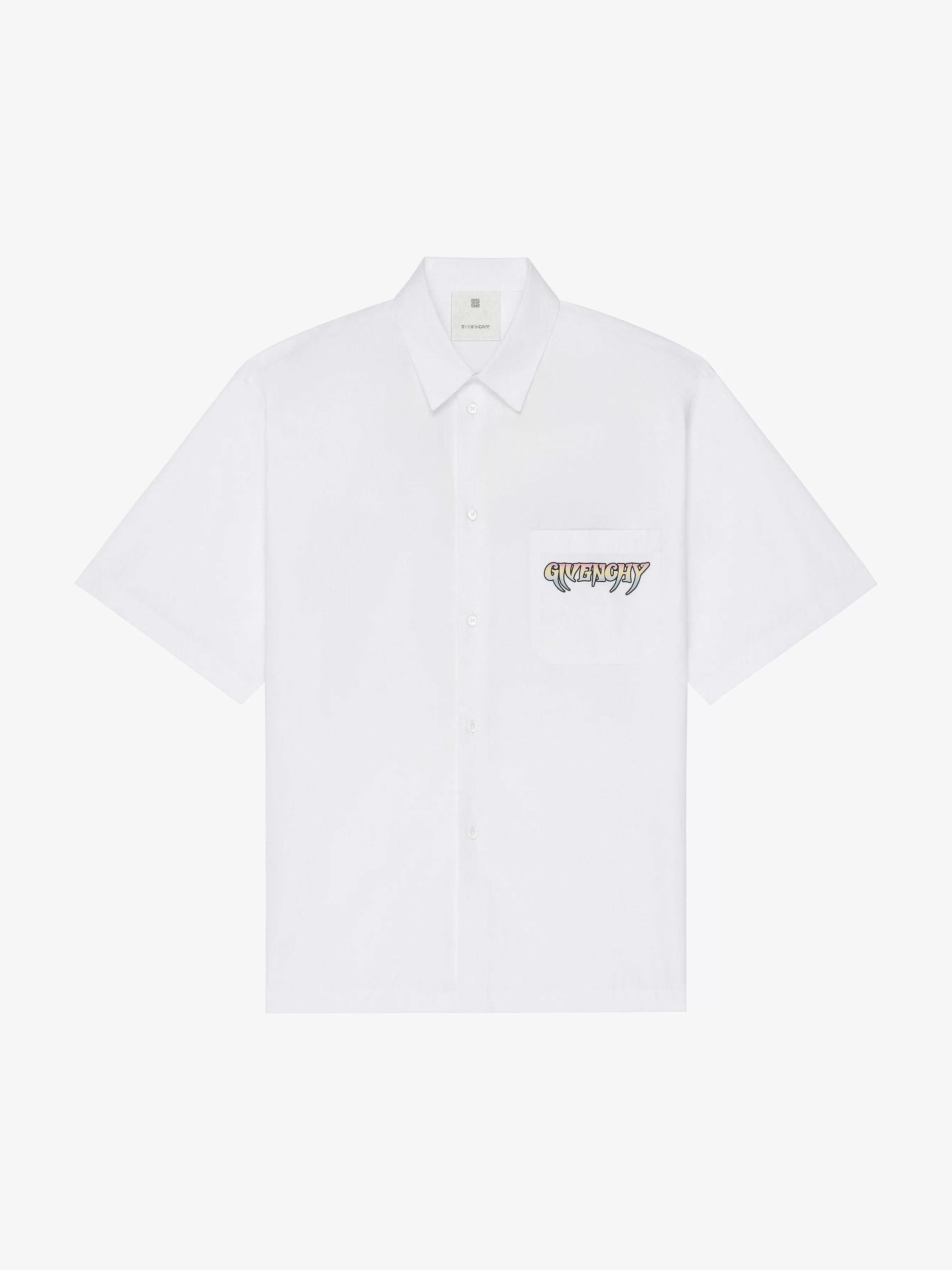 Givenchy Chemises>Chemise En Popeline A Imprime World Tour Blanc