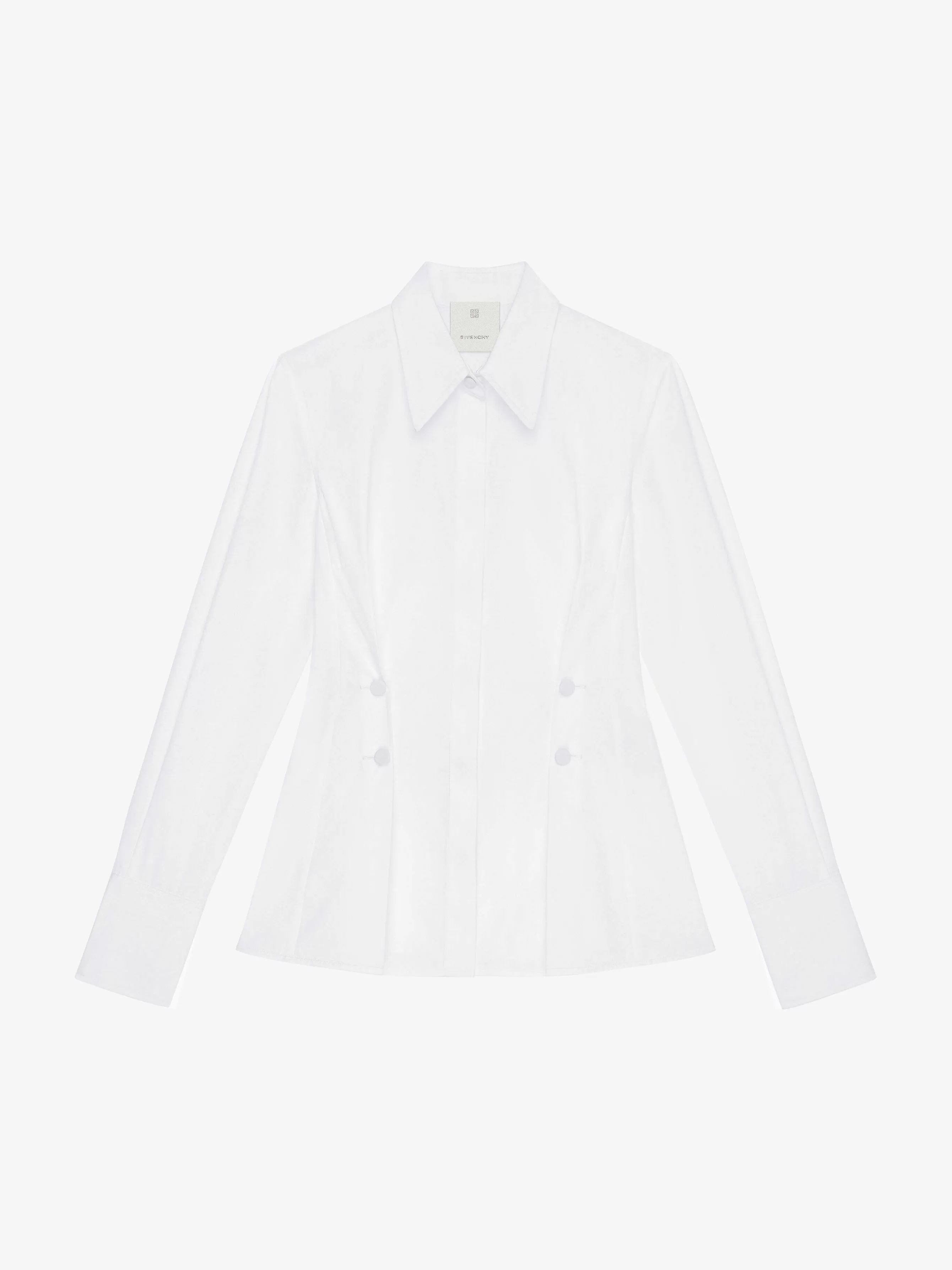 Givenchy Hauts Et Chemises>Chemise En Popeline Avec Boutons Et Effet Plisse Blanc