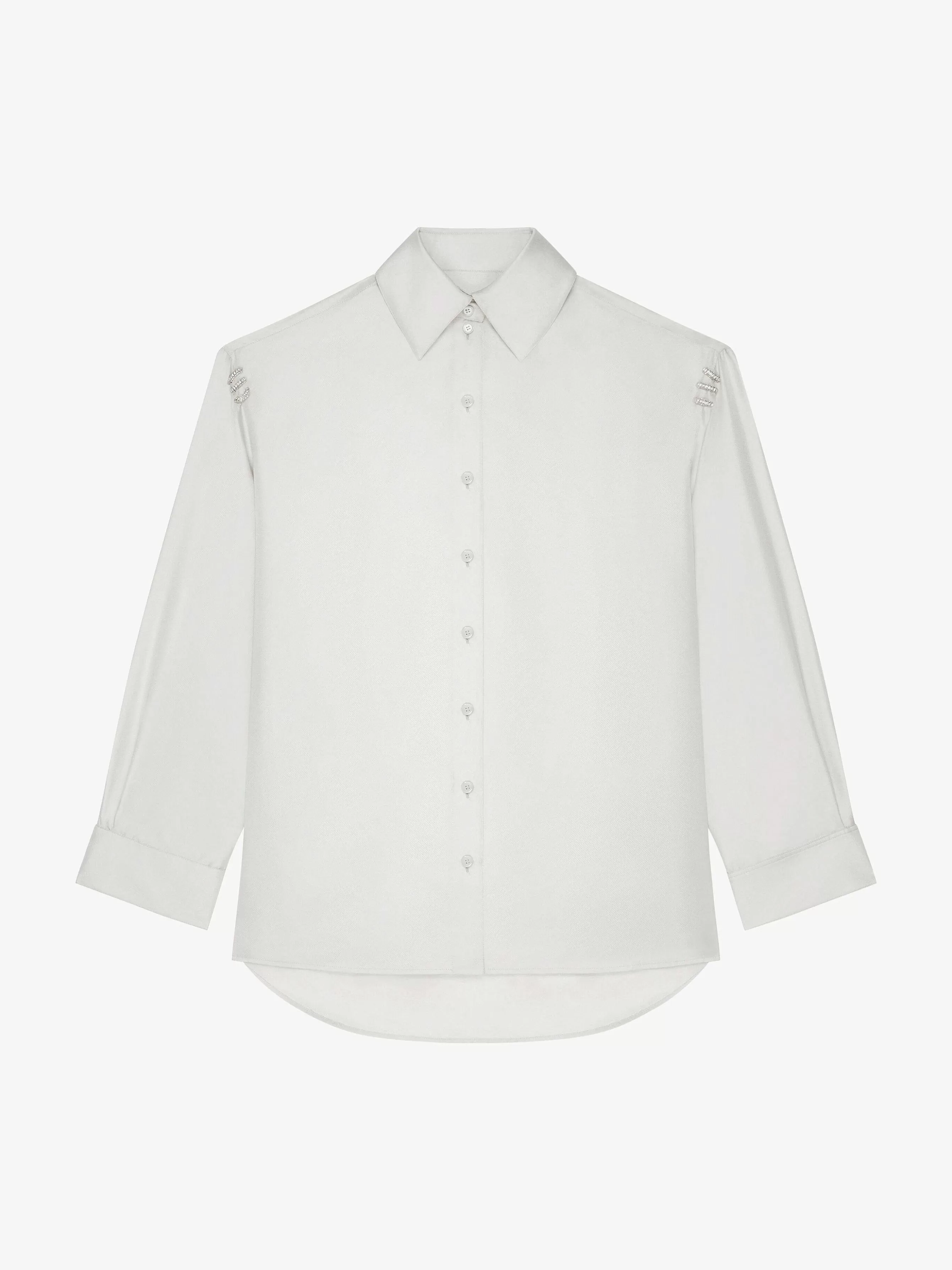 Givenchy Hauts Et Chemises>Chemise En Soie Avec Cristaux Gris Perle