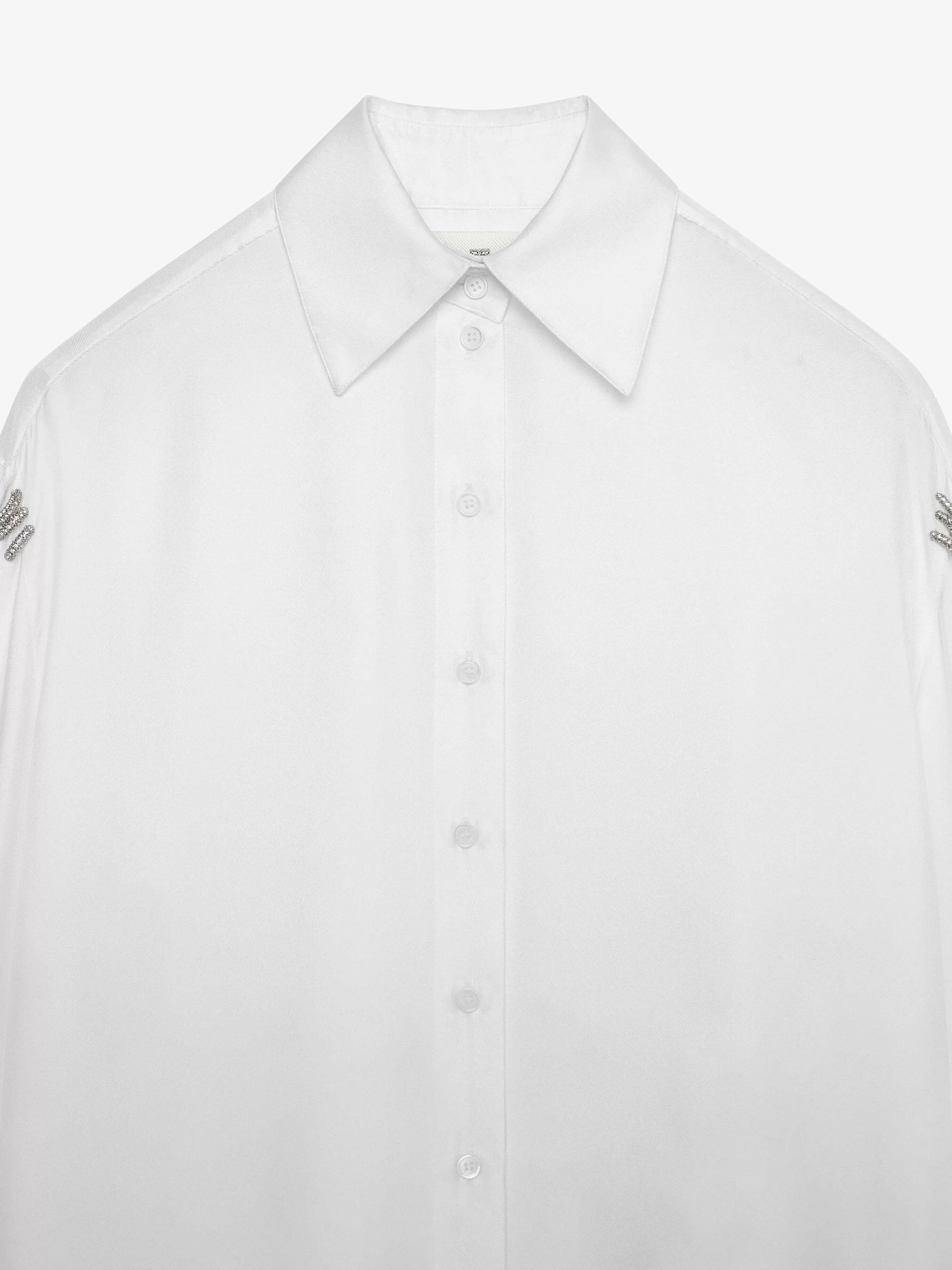 Givenchy Hauts Et Chemises>Chemise En Soie Avec Cristaux Blanc