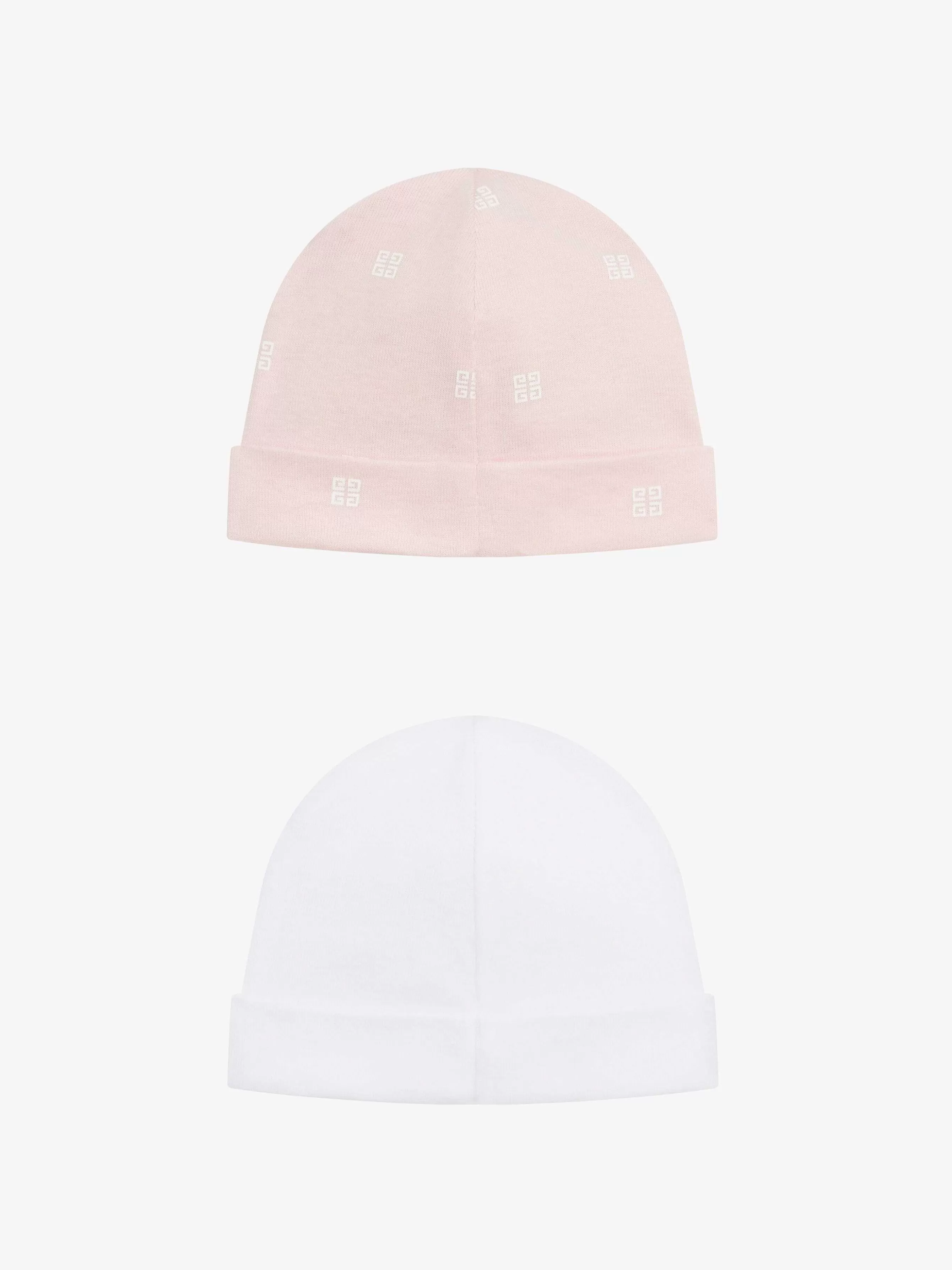 Givenchy Bébé (1 Mois À 3 Ans)>Coffret Cadeau Deux Bonnets En Tricot Blanc/Rose