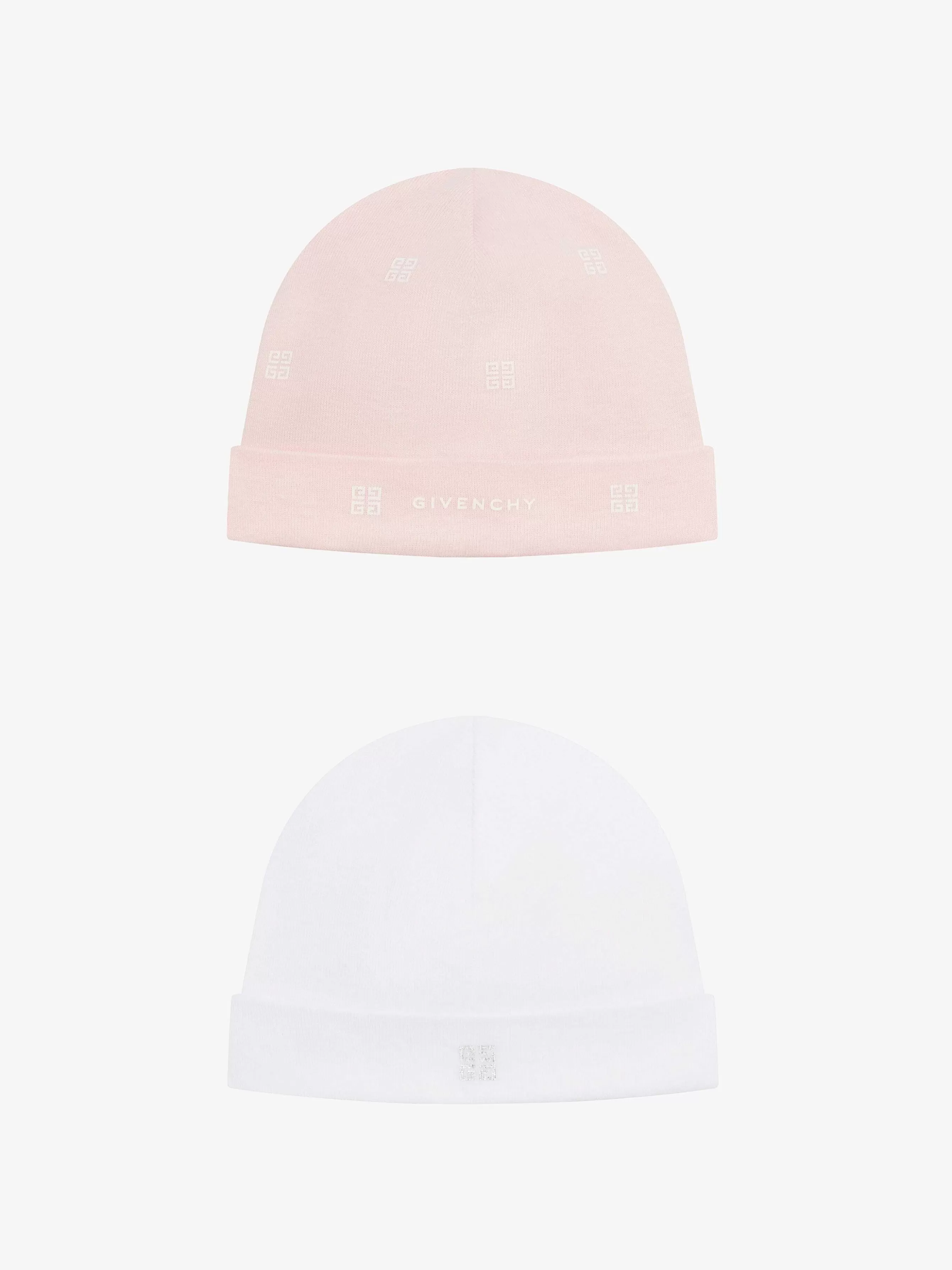 Givenchy Bébé (1 Mois À 3 Ans)>Coffret Cadeau Deux Bonnets En Tricot Blanc/Rose