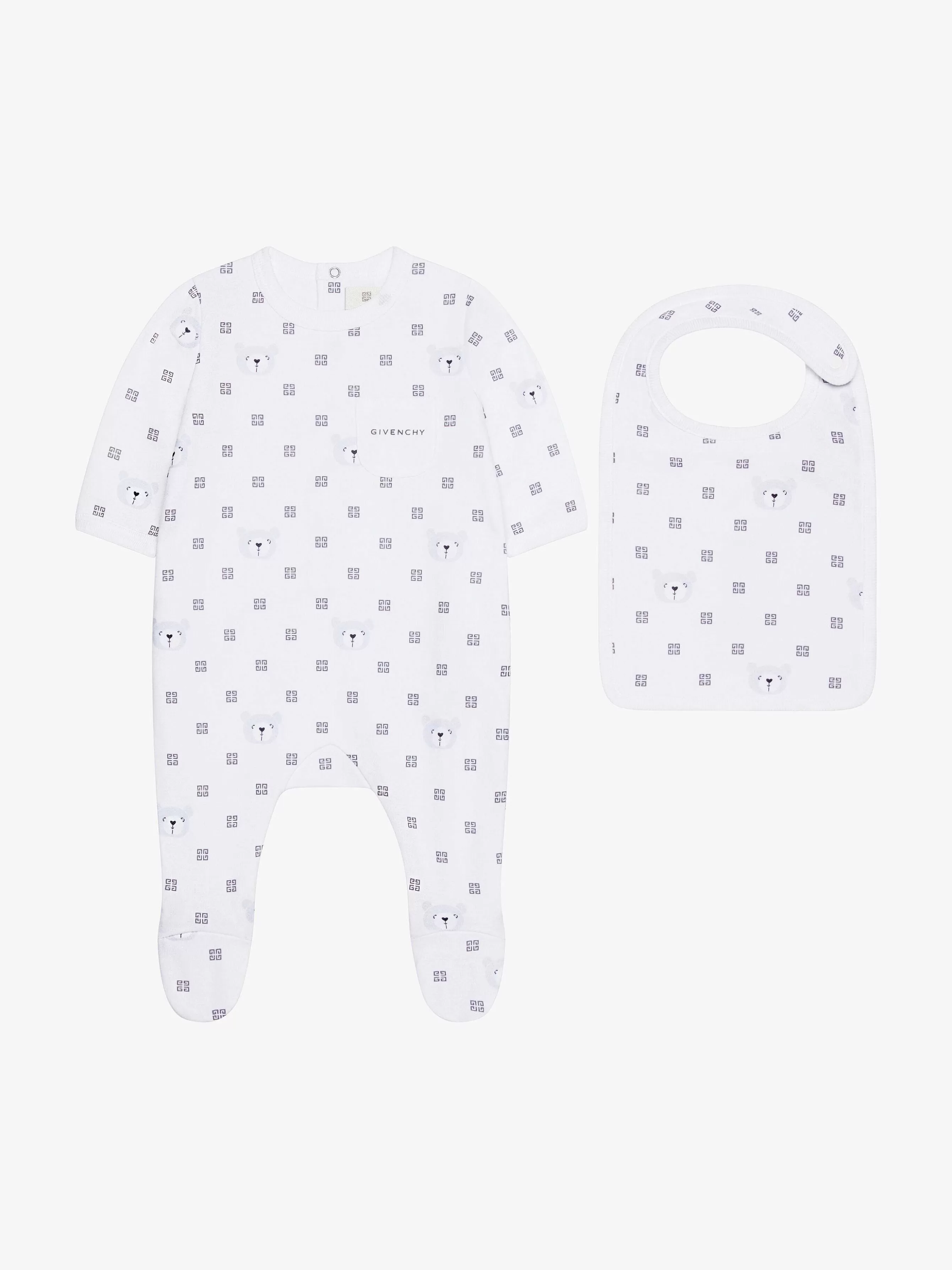 Givenchy Bébé (1 Mois À 3 Ans)>Coffret Pyjama, Bavoir Et Etui En Coton 4G Blanc