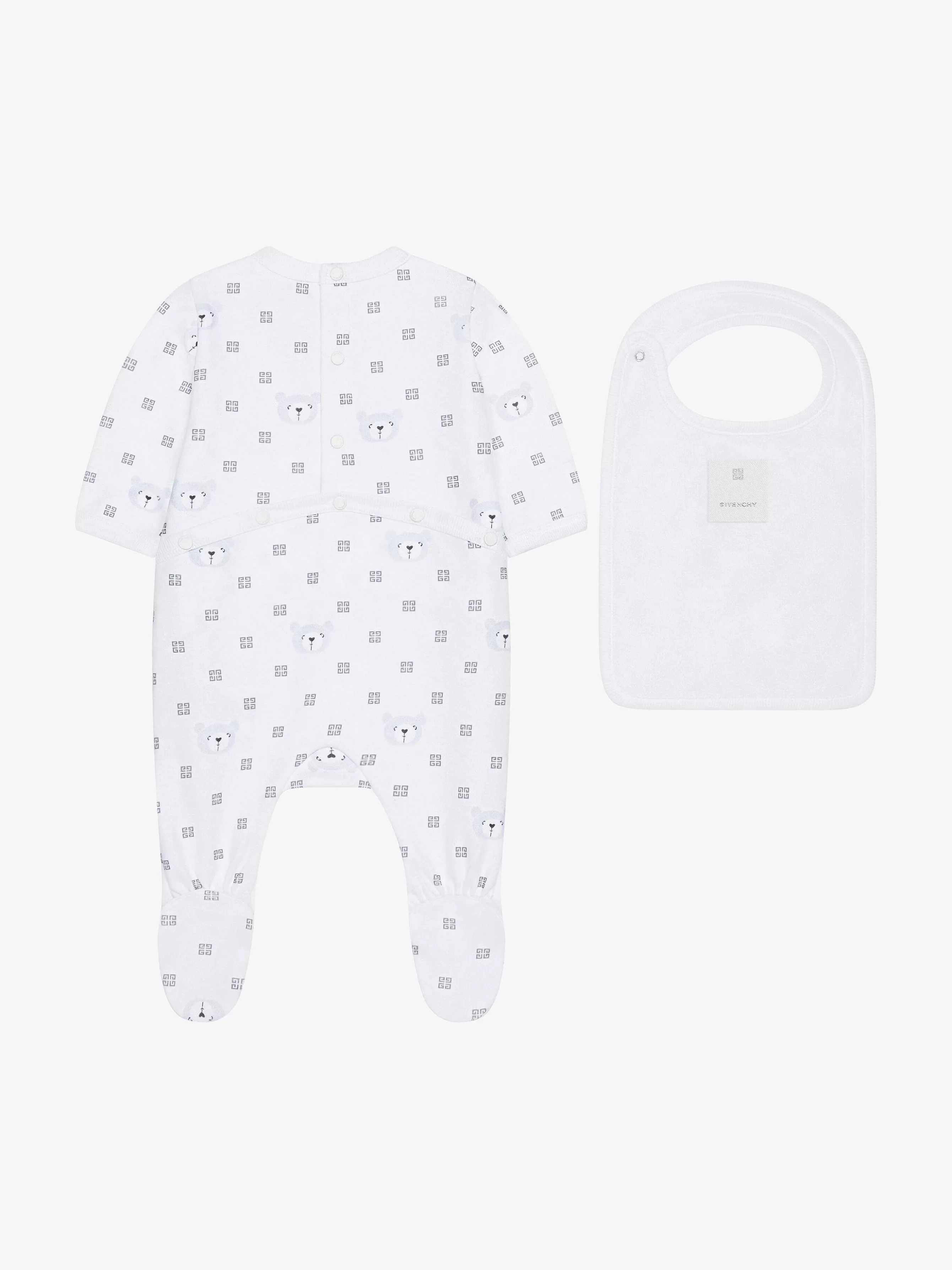 Givenchy Bébé (1 Mois À 3 Ans)>Coffret Pyjama, Bavoir Et Etui En Coton 4G Blanc