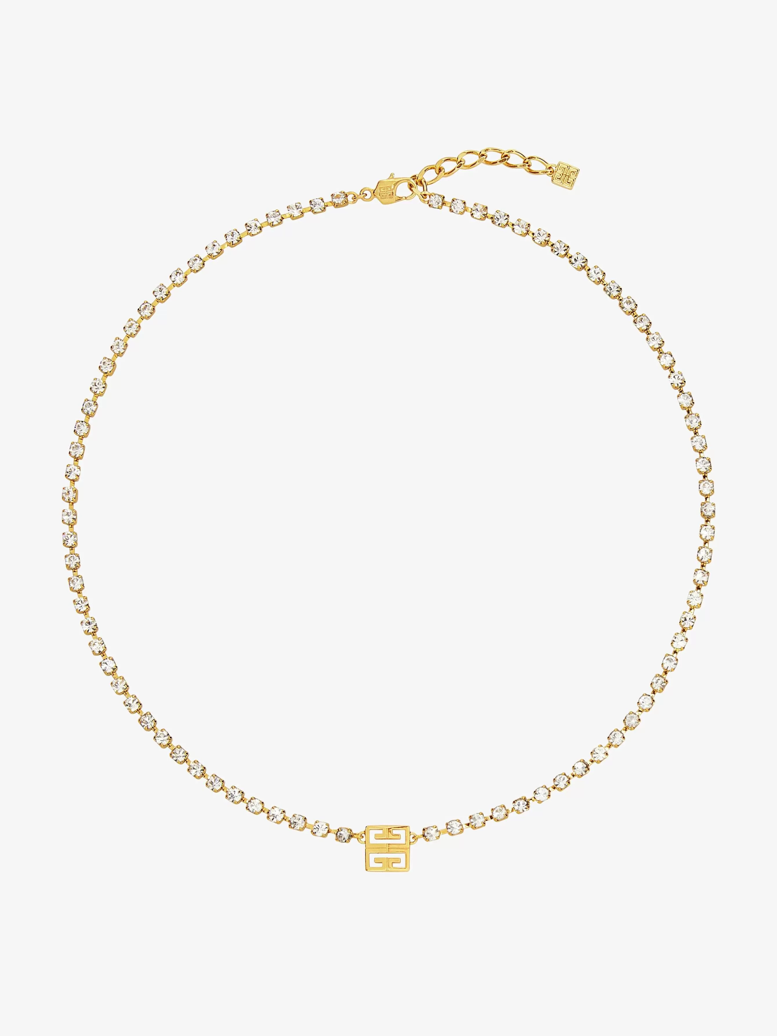 Givenchy Bijoux>Collier 4G En Metal Avec Cristaux Jaune Dore