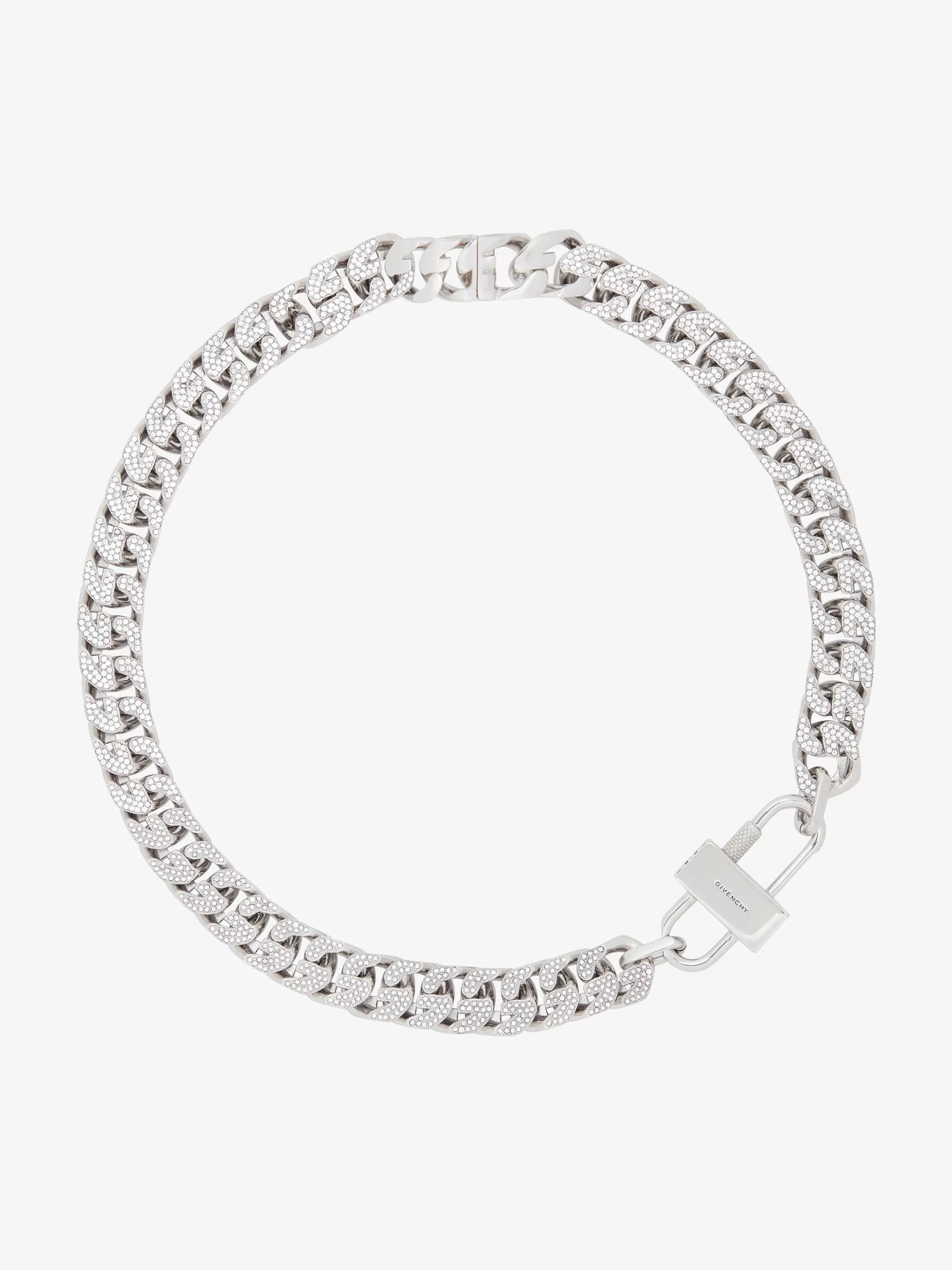 Givenchy Bijoux>Collier Chaine G Avec Cristaux Argente