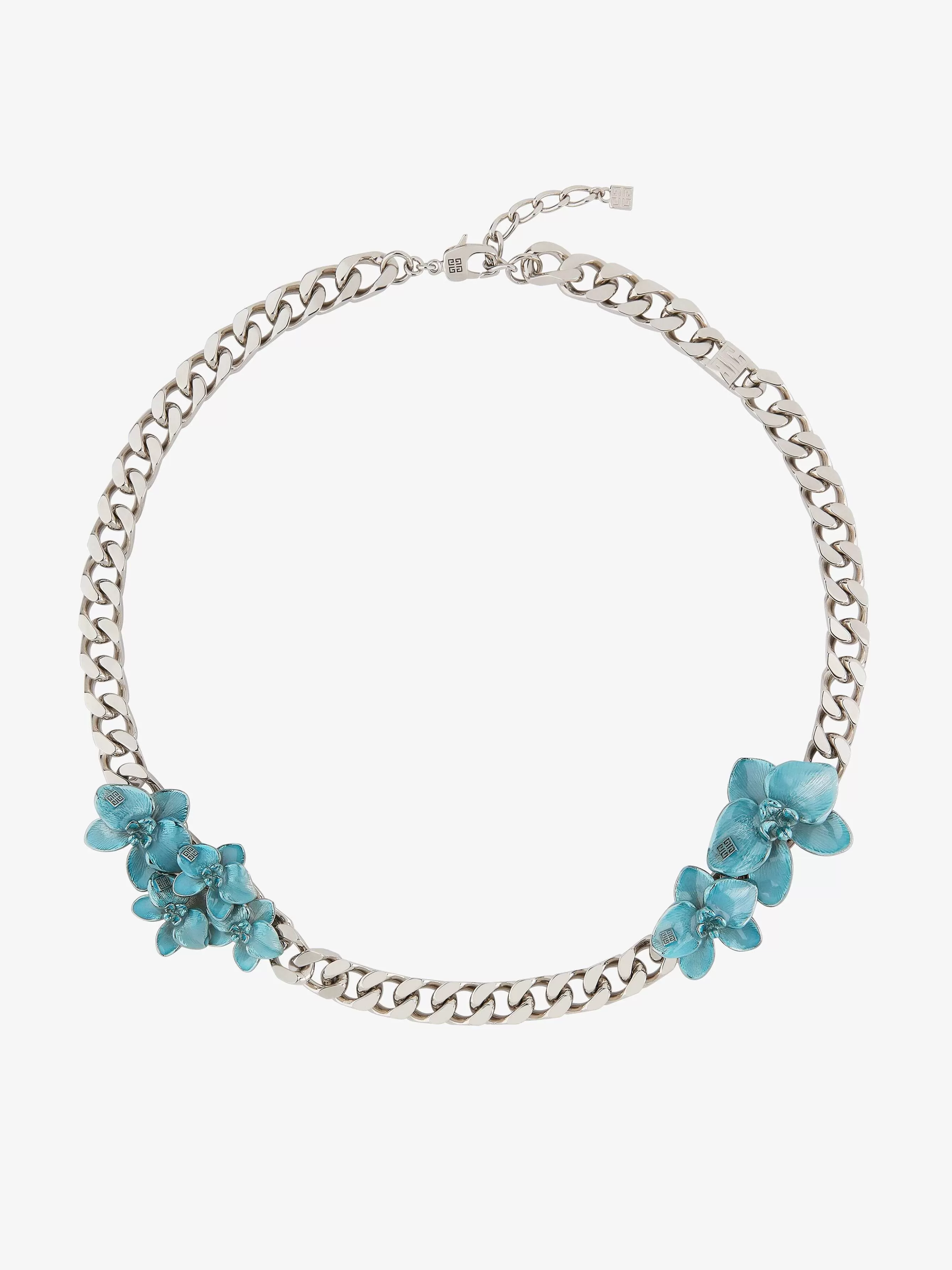 Givenchy Bijoux>Collier De Fleurs En Metal Et Email Bleu Mineral