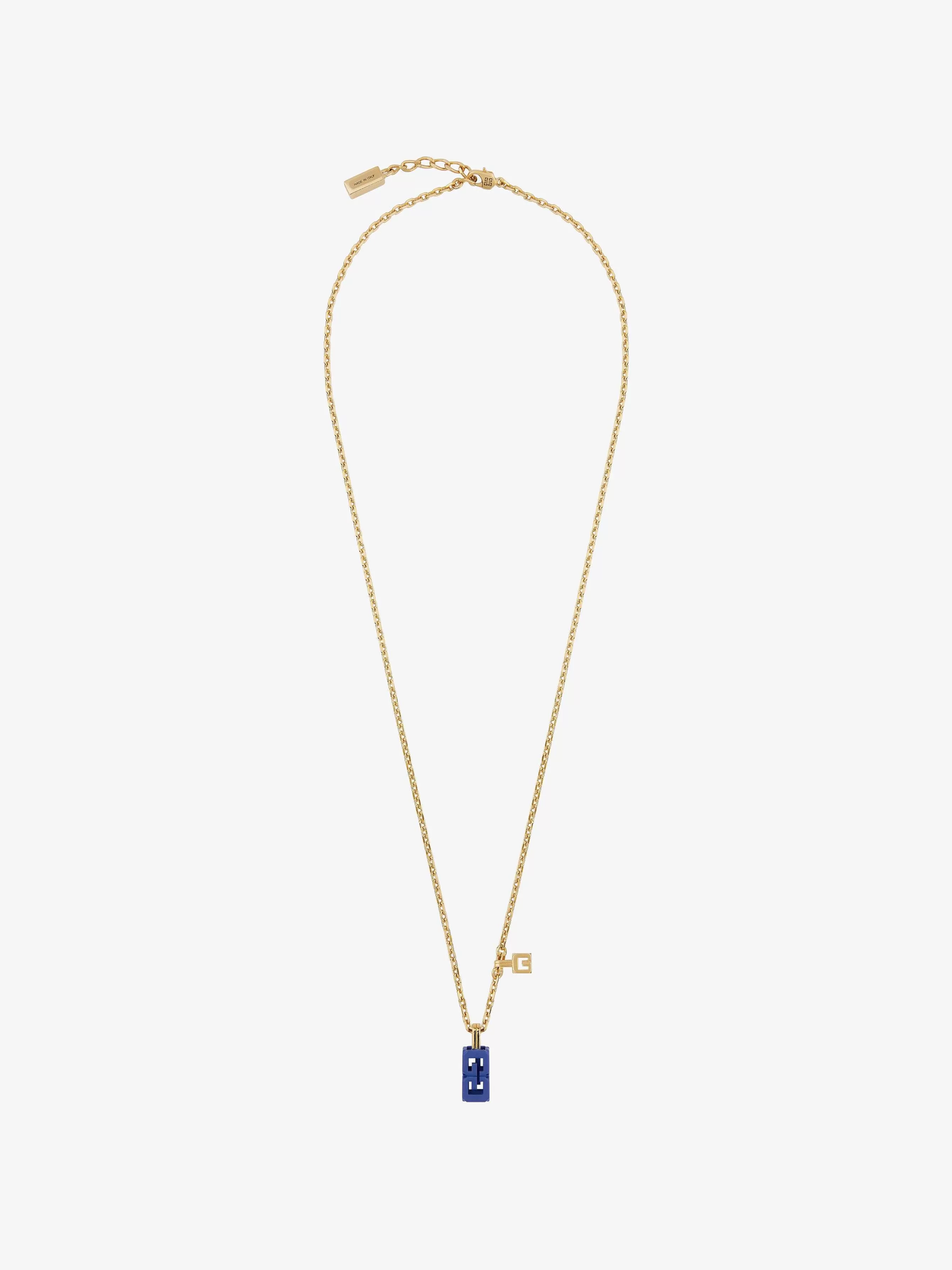 Givenchy Bijoux>Collier G Cube En Metal Et Email Bleu Royal