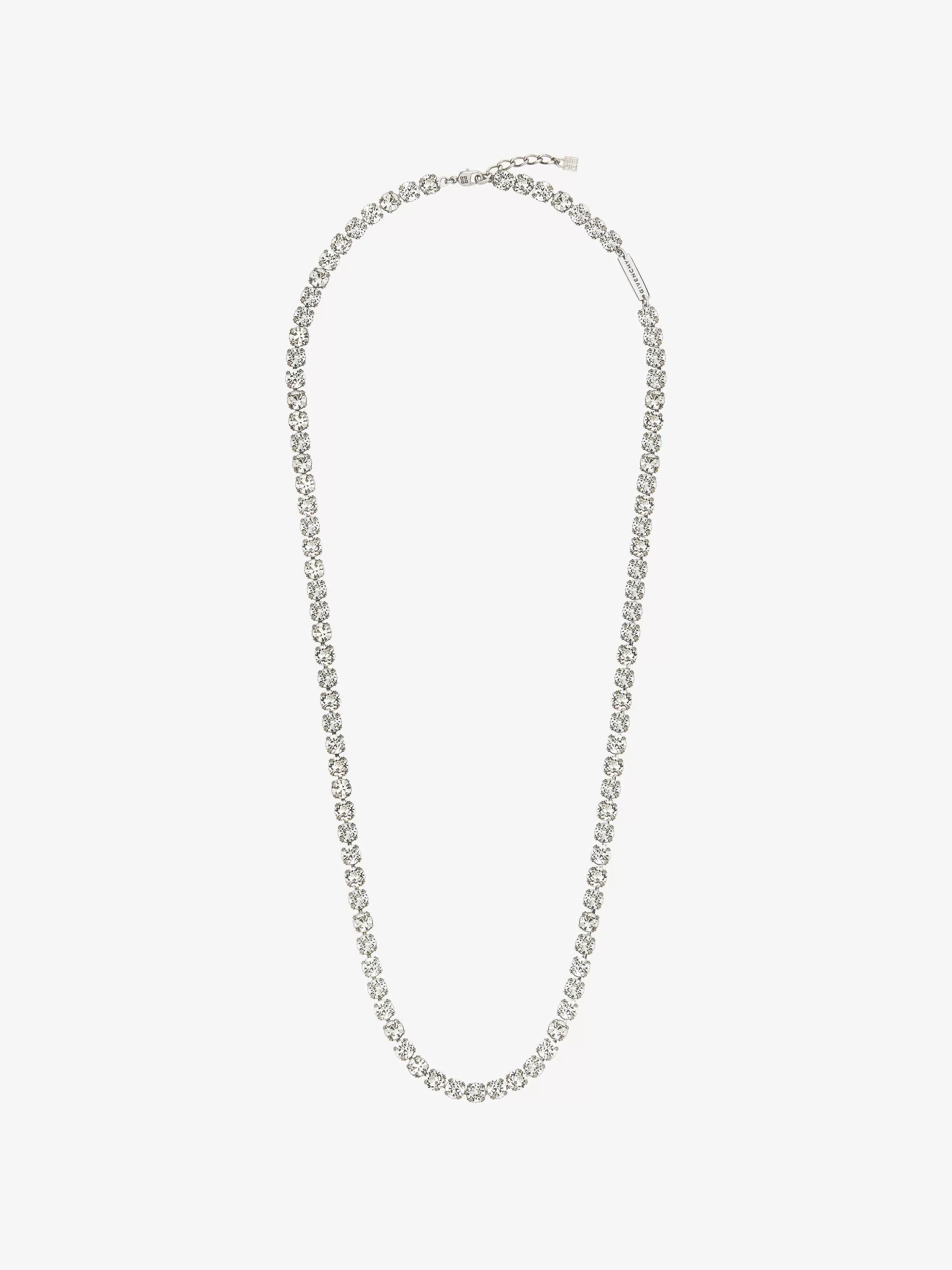 Givenchy Bijoux>Collier Long En Cristal 4G En Metal Avec Cristaux Argente