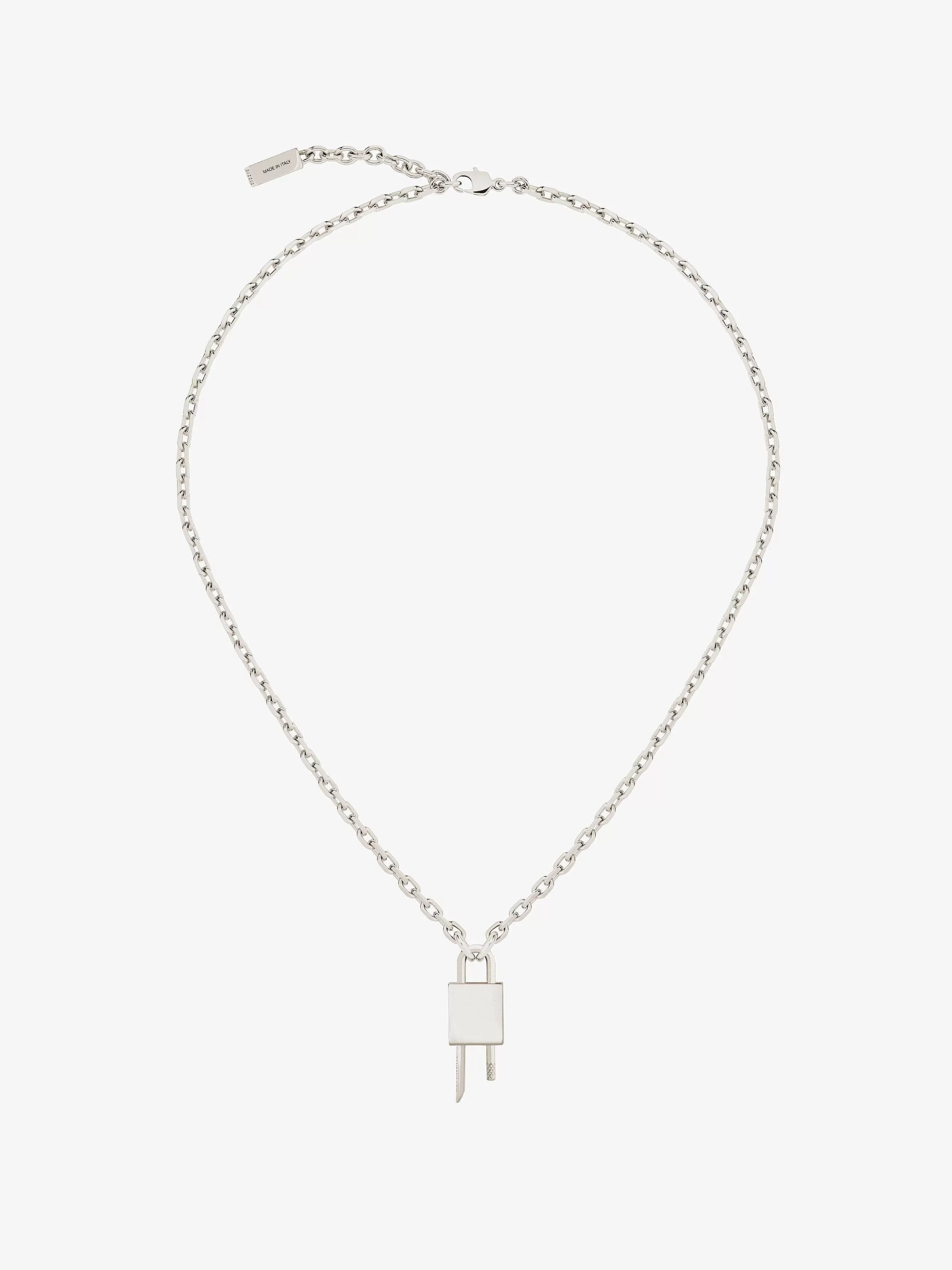 Givenchy Bijoux>Collier Mini Serrure En Metal Argente