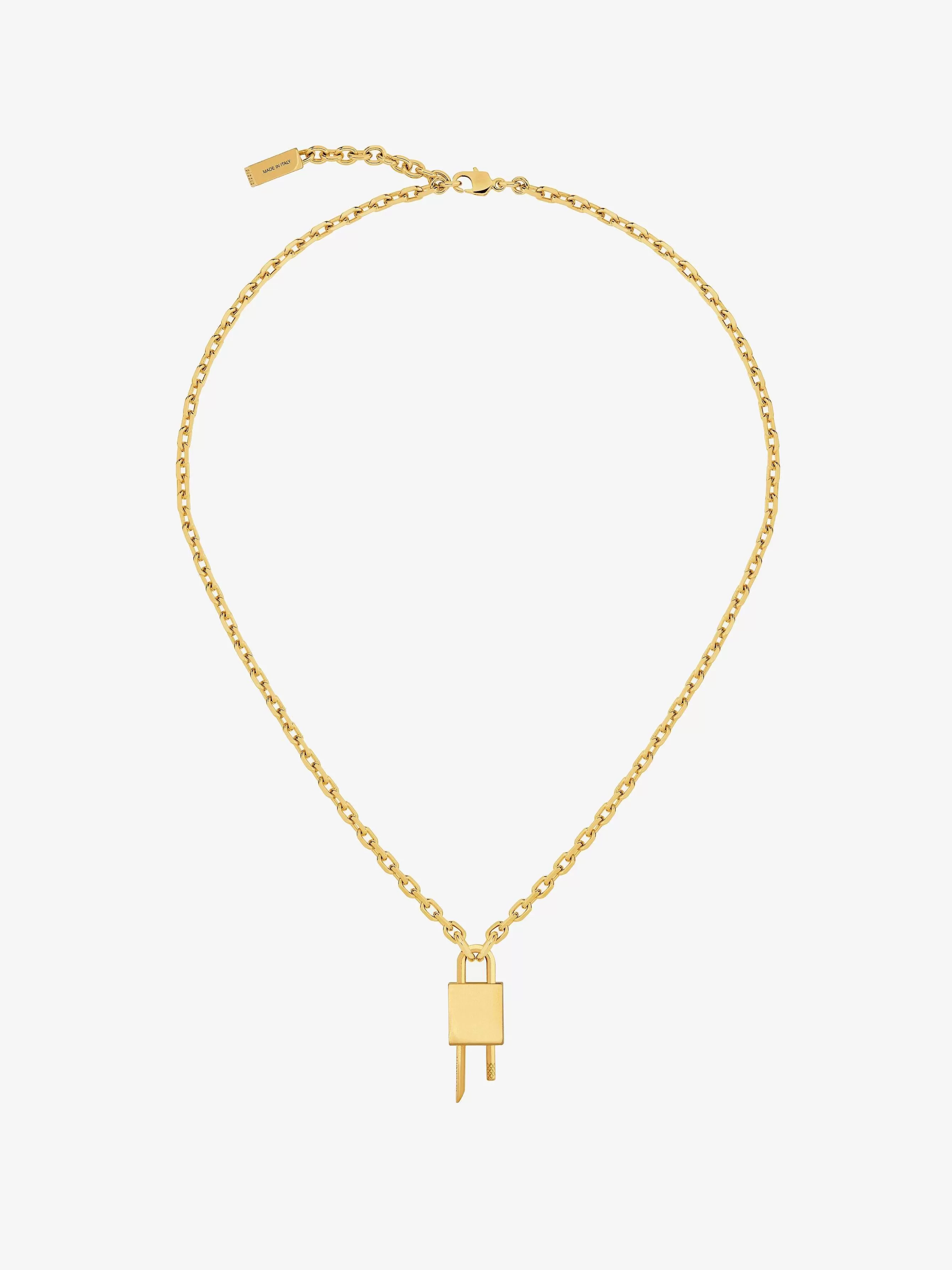 Givenchy Bijoux>Collier Mini Serrure En Metal Jaune Dore