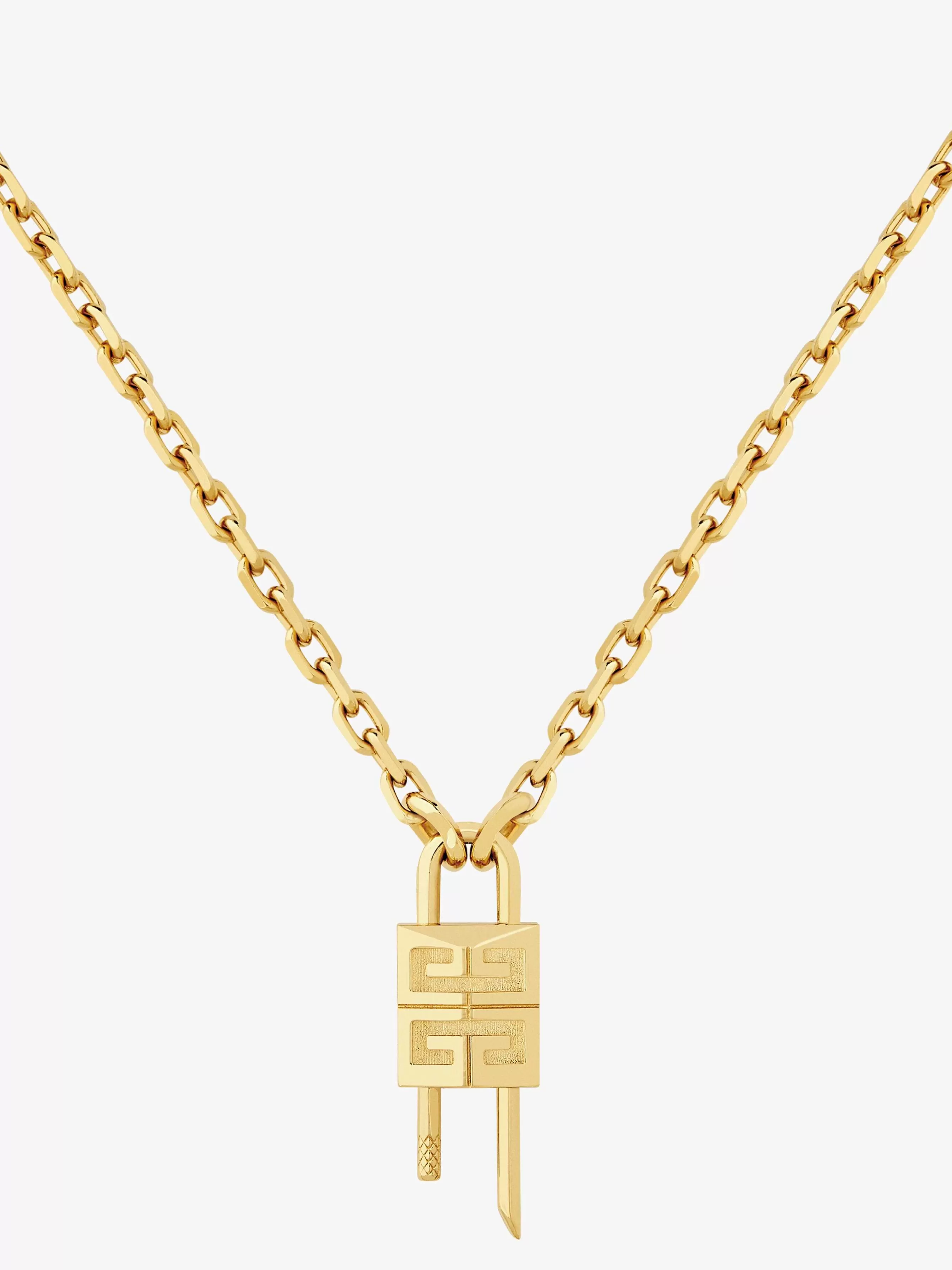 Givenchy Bijoux>Collier Mini Serrure En Metal Jaune Dore